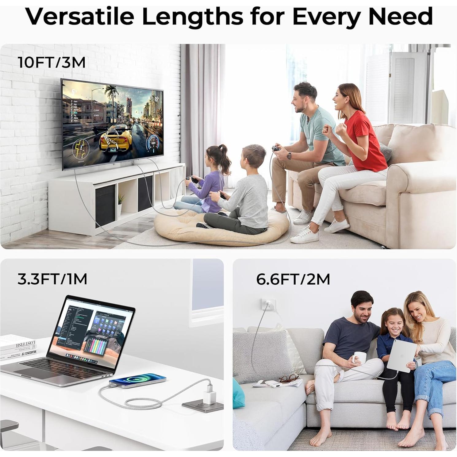 Cargador USB Tipo C Basesailor 6.6FT 2Pack Carga Rápida