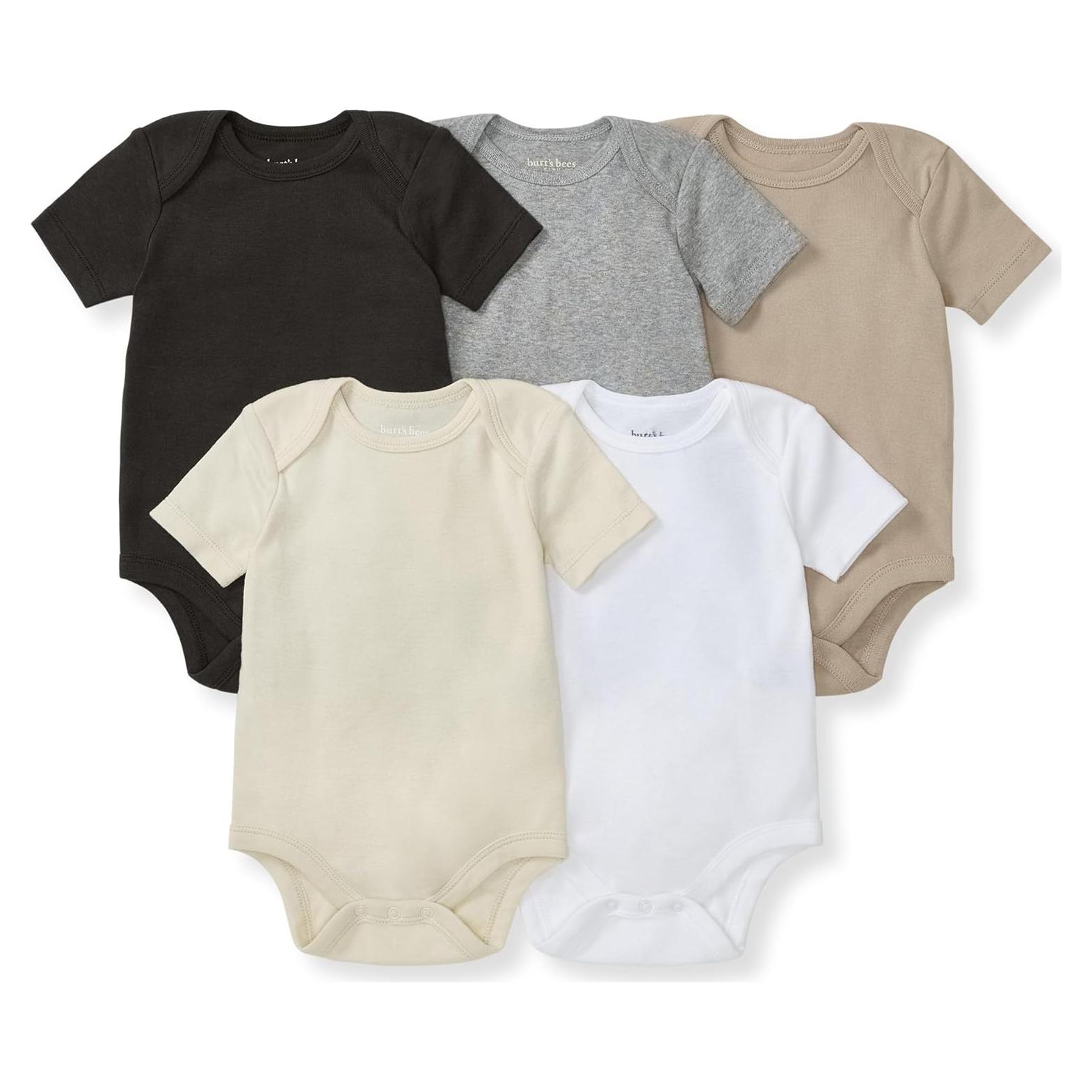 Bodies de Algodón Orgánico Burt's Bees Baby - 5 Unidades Manga Corta y Larga