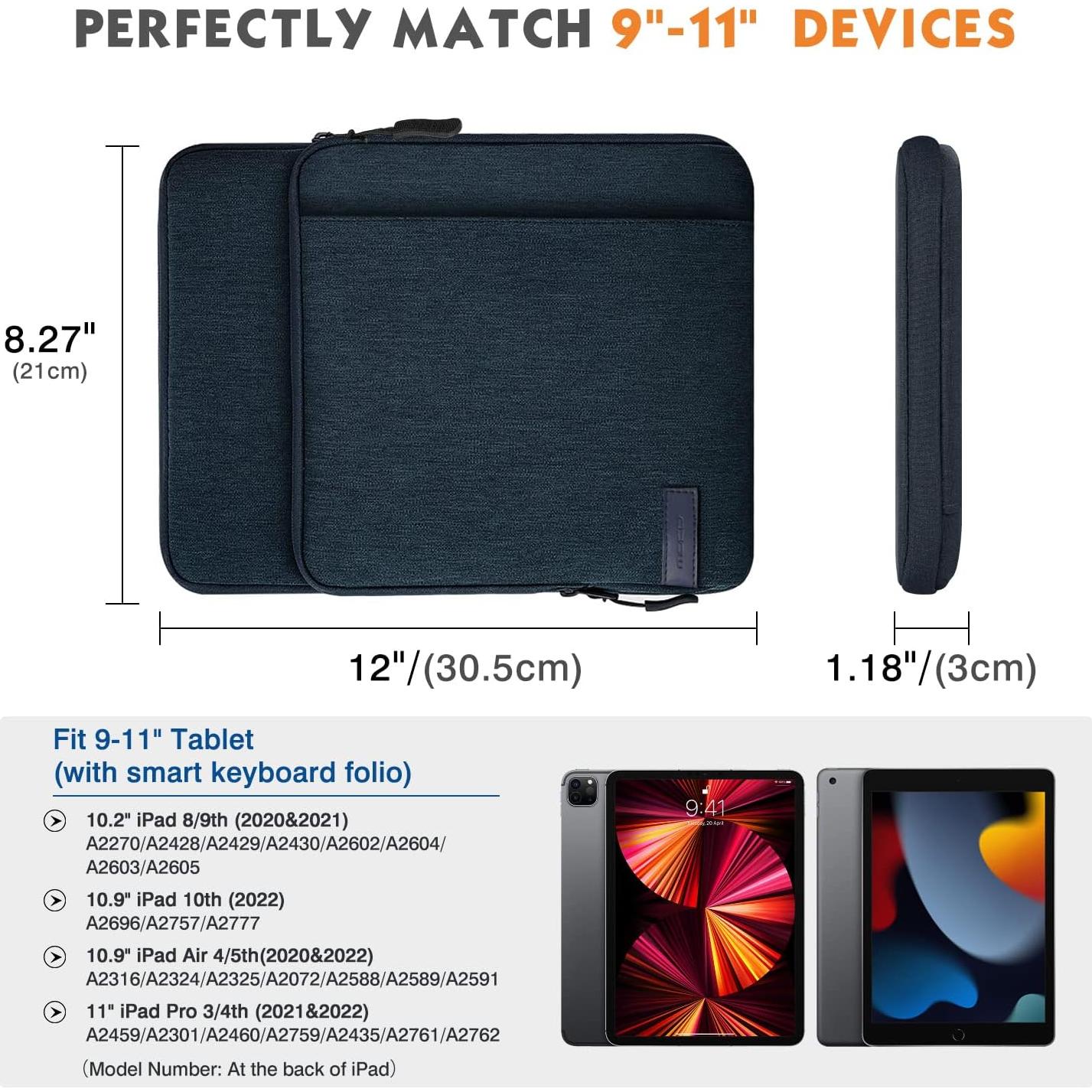 MoKo Funda para Tabletas 9-11" Indigo con Bolsillos