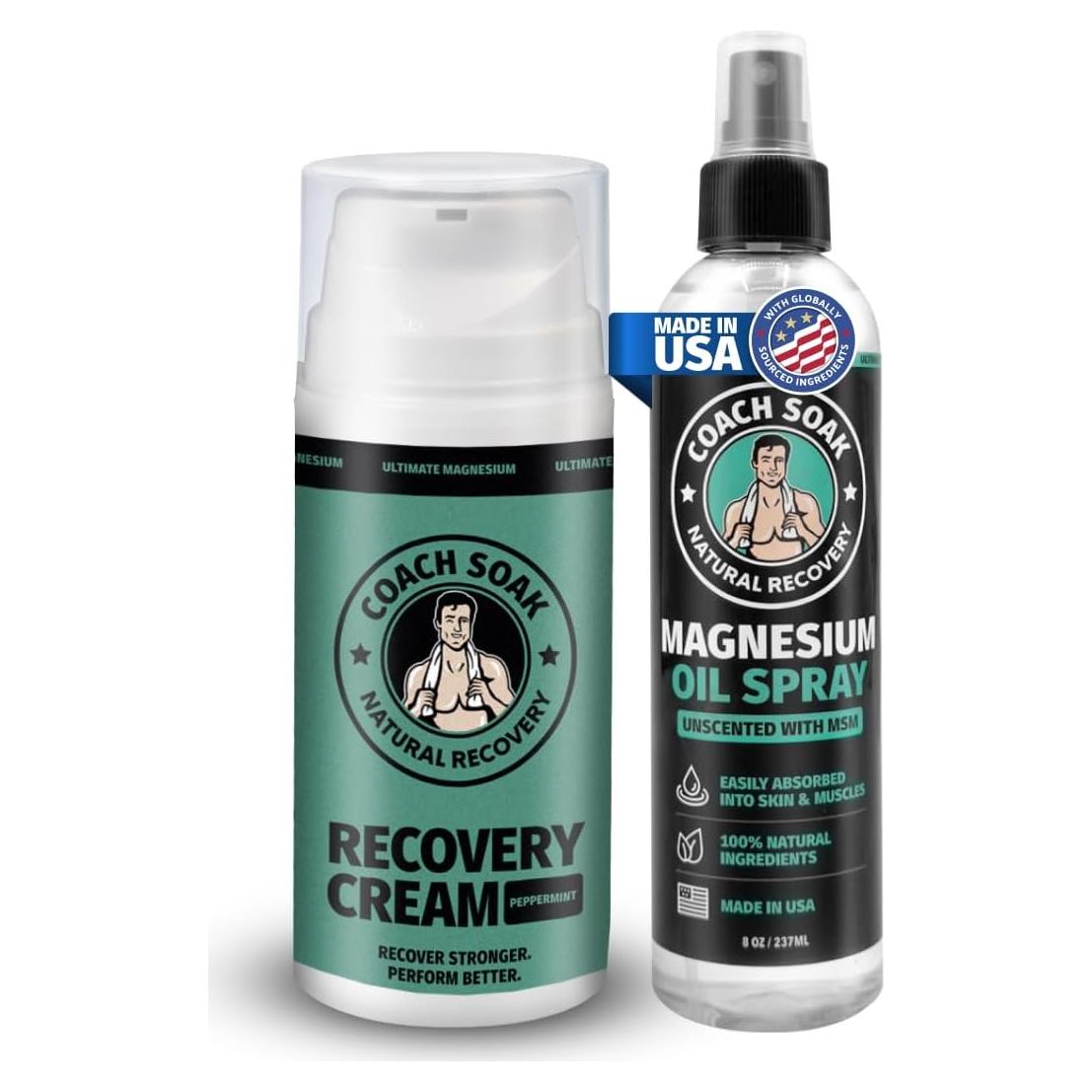 Conjunto de Spray y Loción de Aceite de Magnesio Coach Soak 2 Piezas