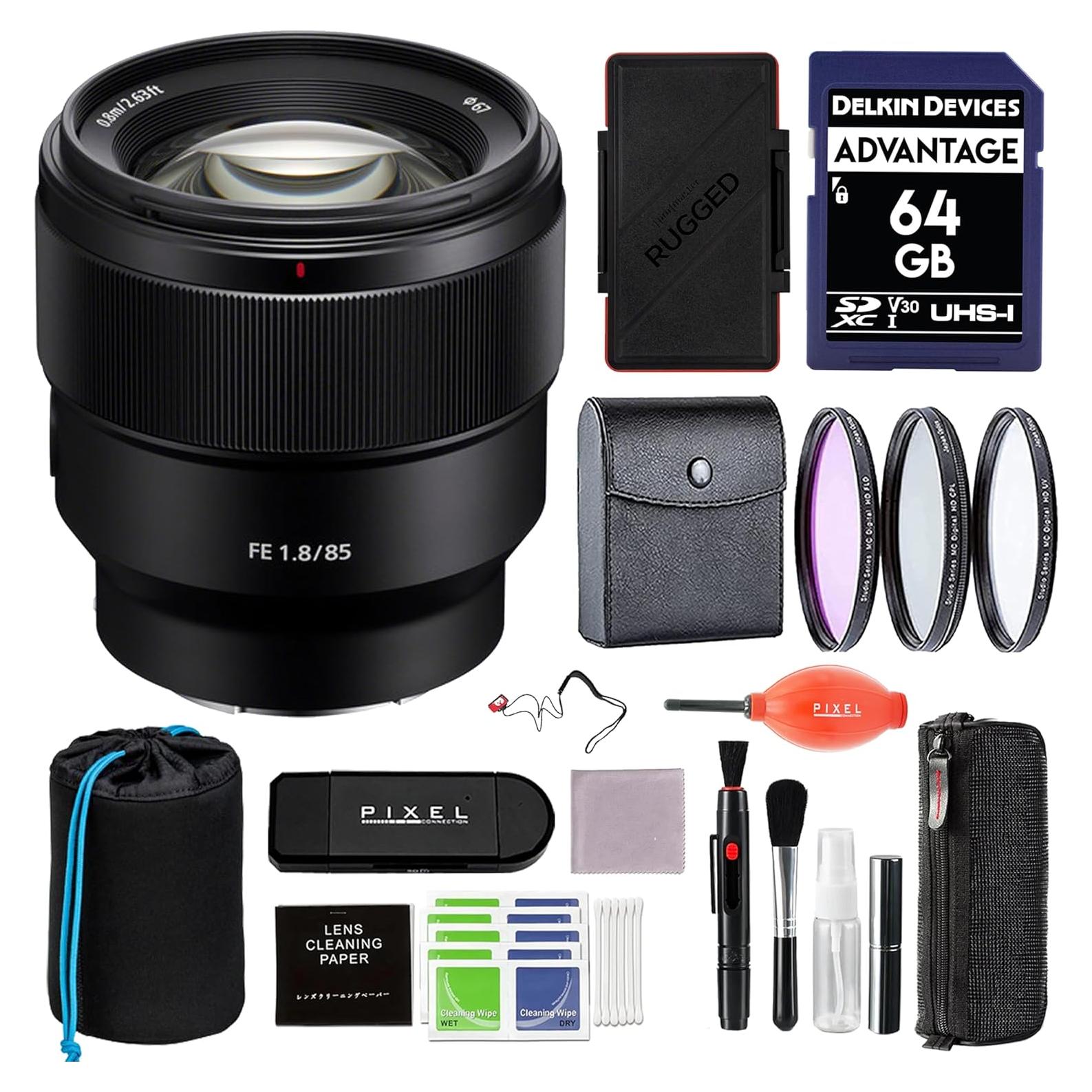 Lente Prime Sony FE 85mm f/1.8 para Cámaras E-Mount + Accesorios