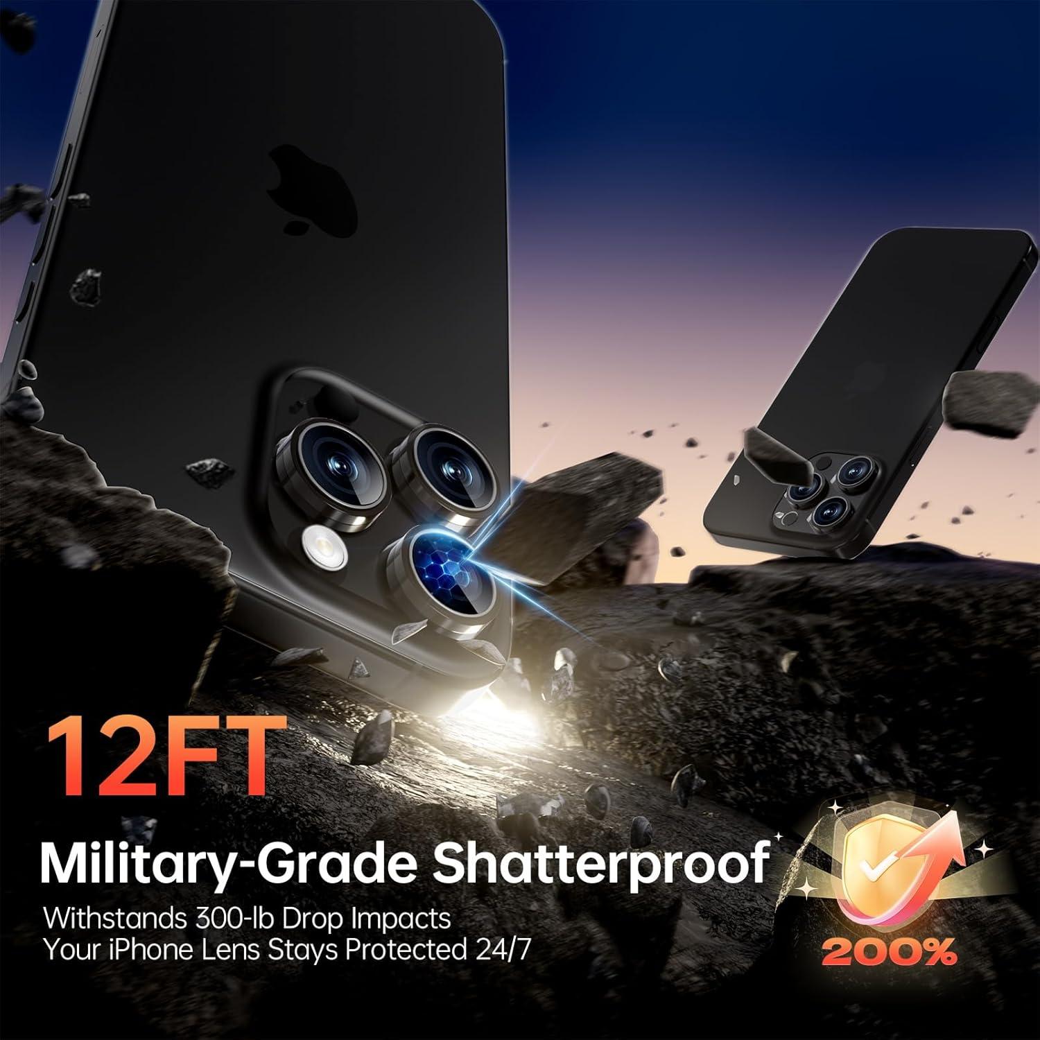 Protector de Lente de Cámara Bstozalle para iPhone 14/15/16/17 Pro Max - 2 Pack, Vidrio Templado 9H+