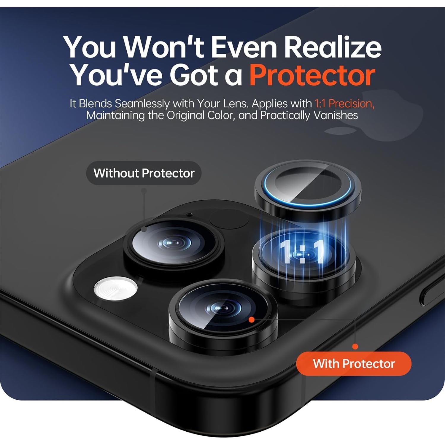 Protector de Lente de Cámara Bstozalle para iPhone 14/15/16/17 Pro Max - 2 Pack, Vidrio Templado 9H+