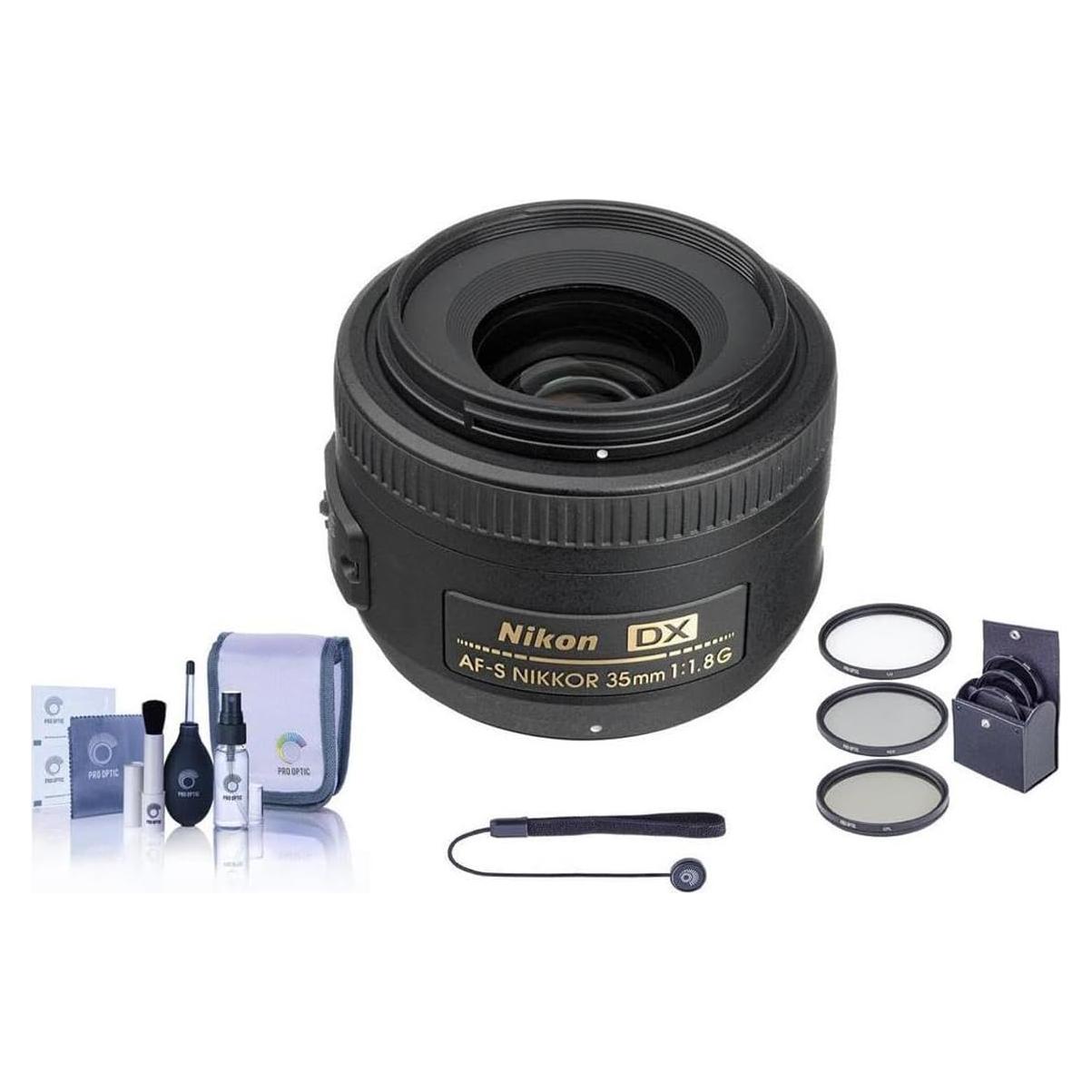 Lente Nikon 35mm f/1.8G AF-S DX con Kit de Filtro 52mm