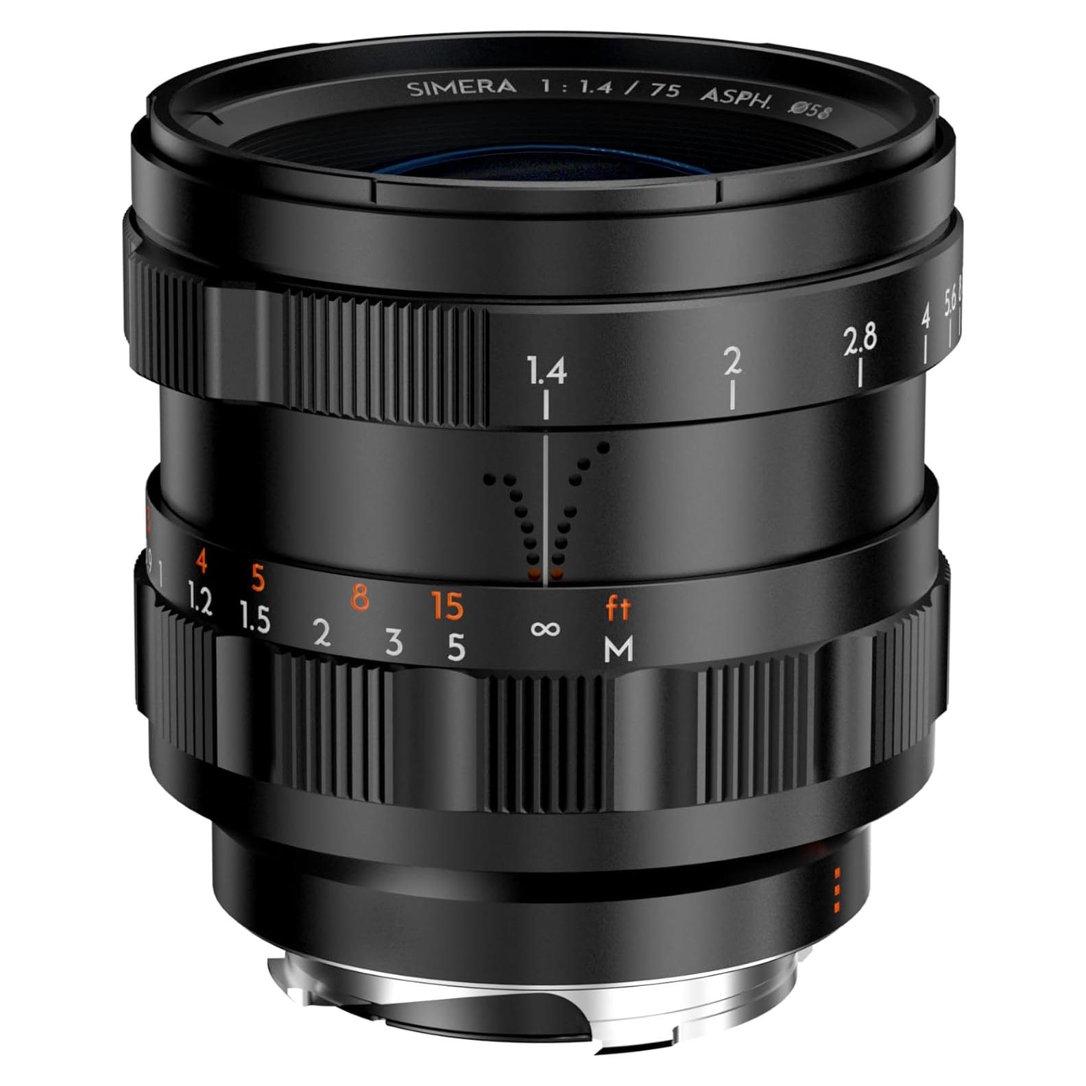 Lente Telefoto Simera 75mm F1.4 para Cámaras Leica M - Negro