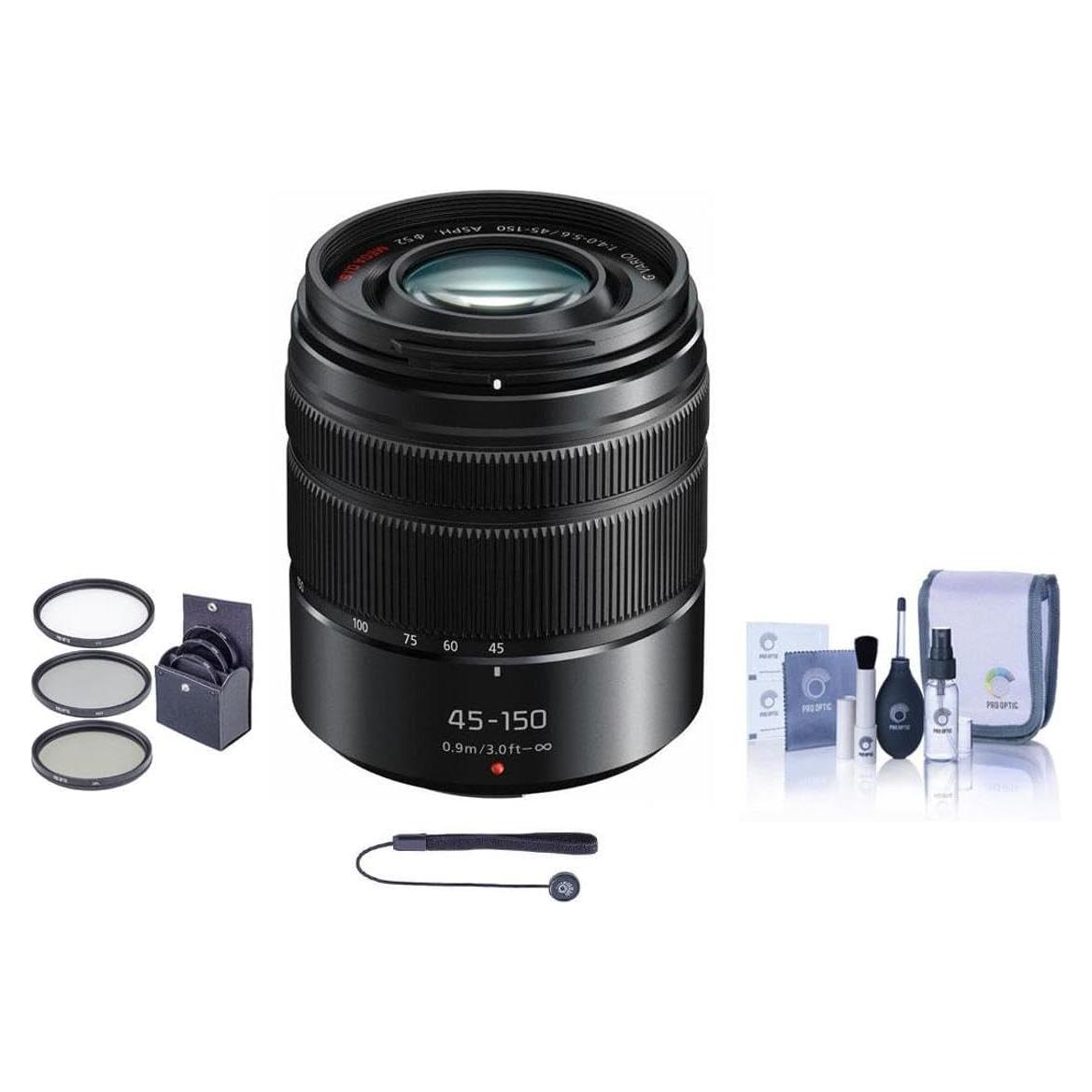 Objetivo Panasonic Lumix G Vario 45-150mm f/4.0-5.6 ASPH - Kit filtros y limpieza