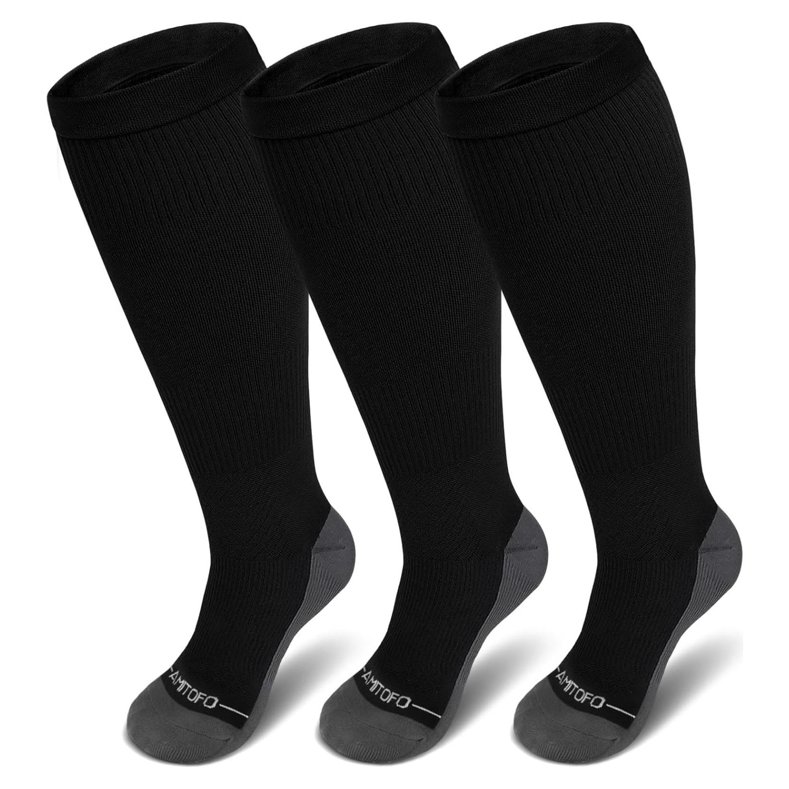 Calcetines de Compresión Talla Grande CaiDieNu Negro 2XL-7XL
