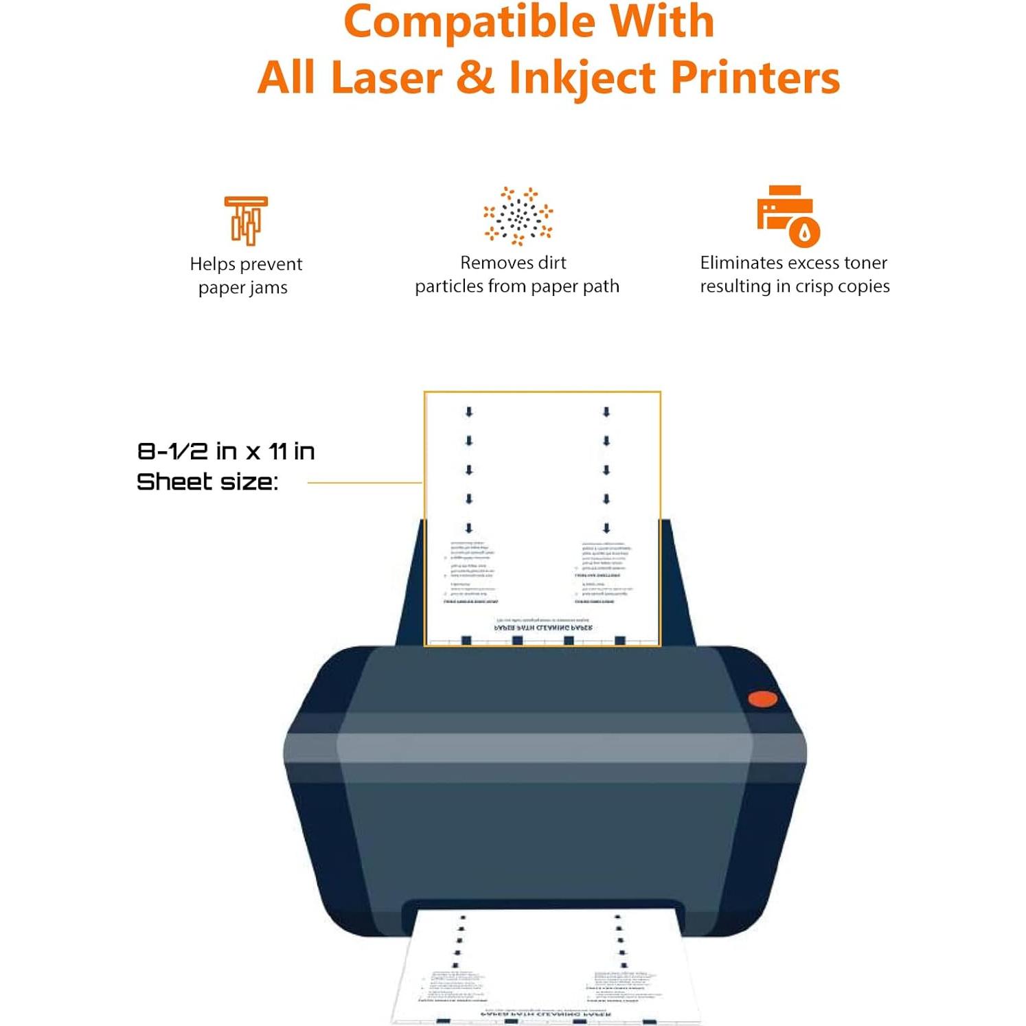 Laser & Inkjet Printer Cleaning Sheet (8.5 x 11) 10 Sheets