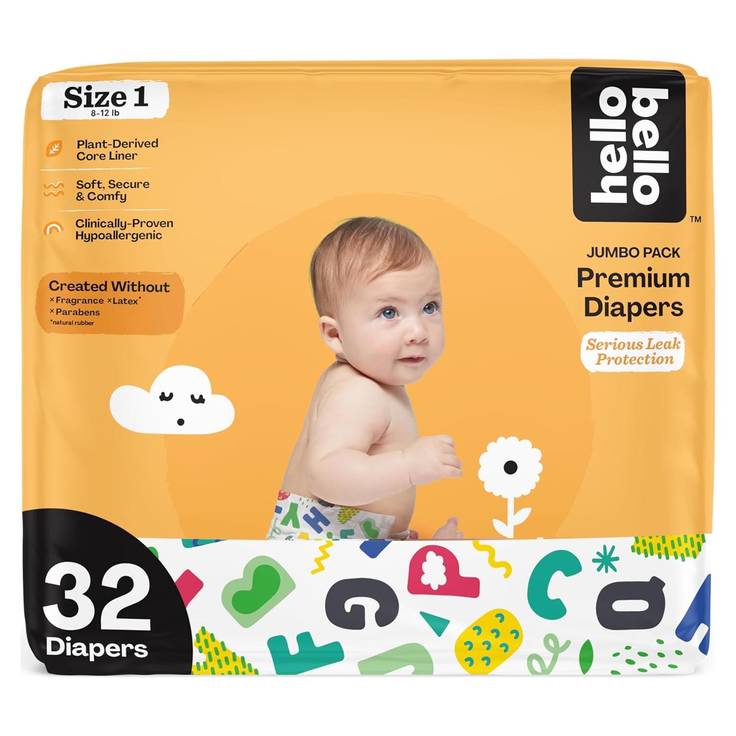 Pañales Premium Hello Bello Tamaño 1, 32 Unidades, Hipoalergénicos