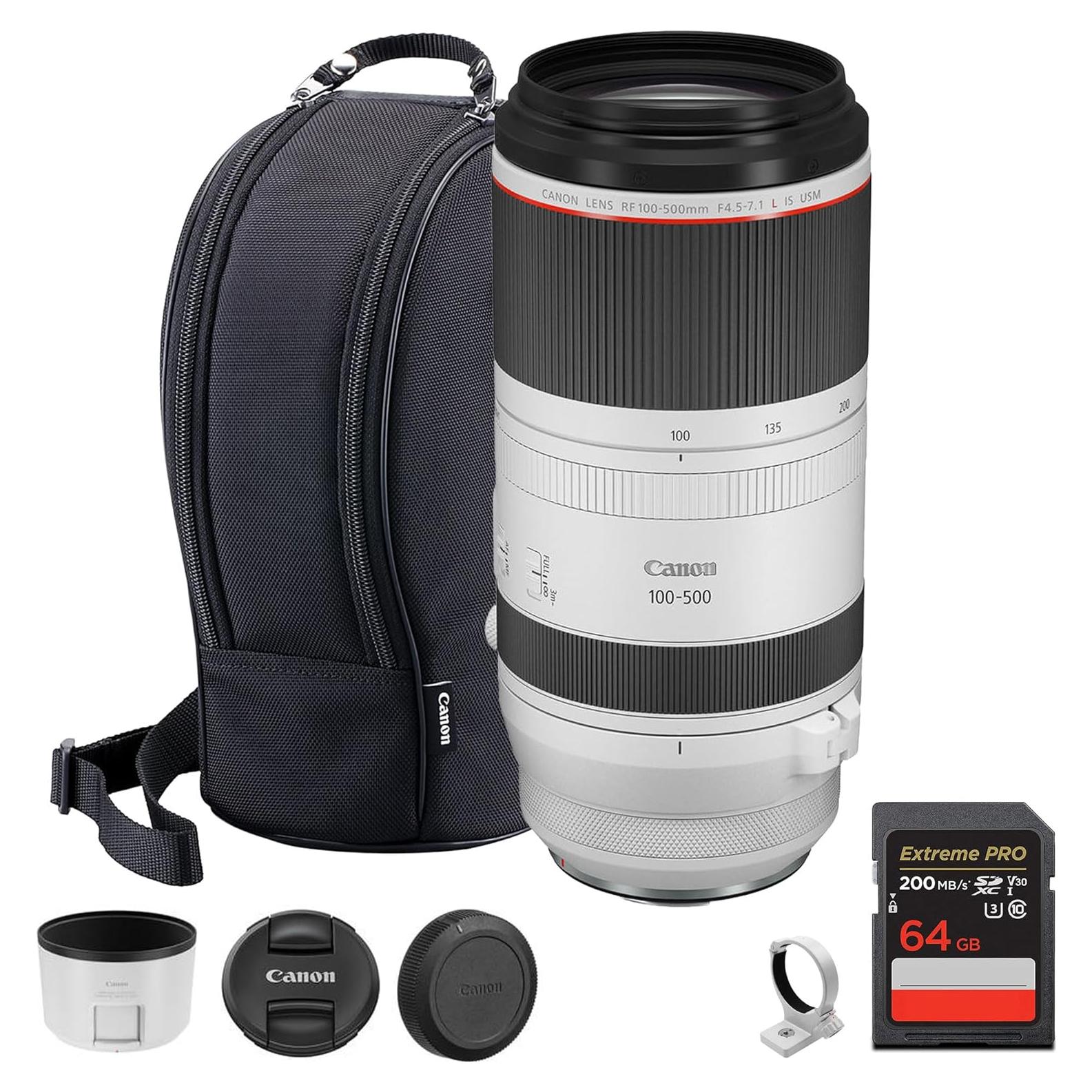 Lente Telefoto Canon RF 100-500mm f/4.5-7.1L IS USM + Tarjeta 64GB