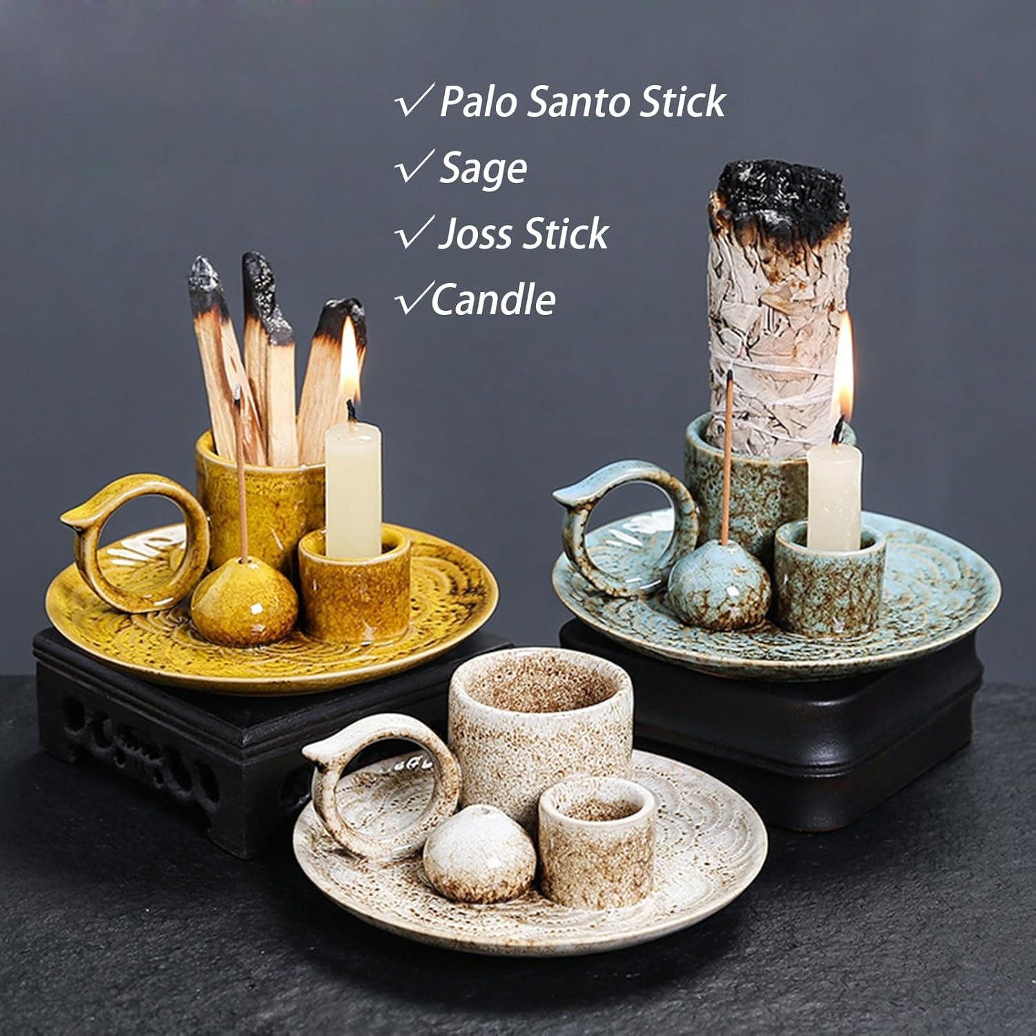 Soporte para Incienso Cerámico 4 en 1 YIENENG Azul