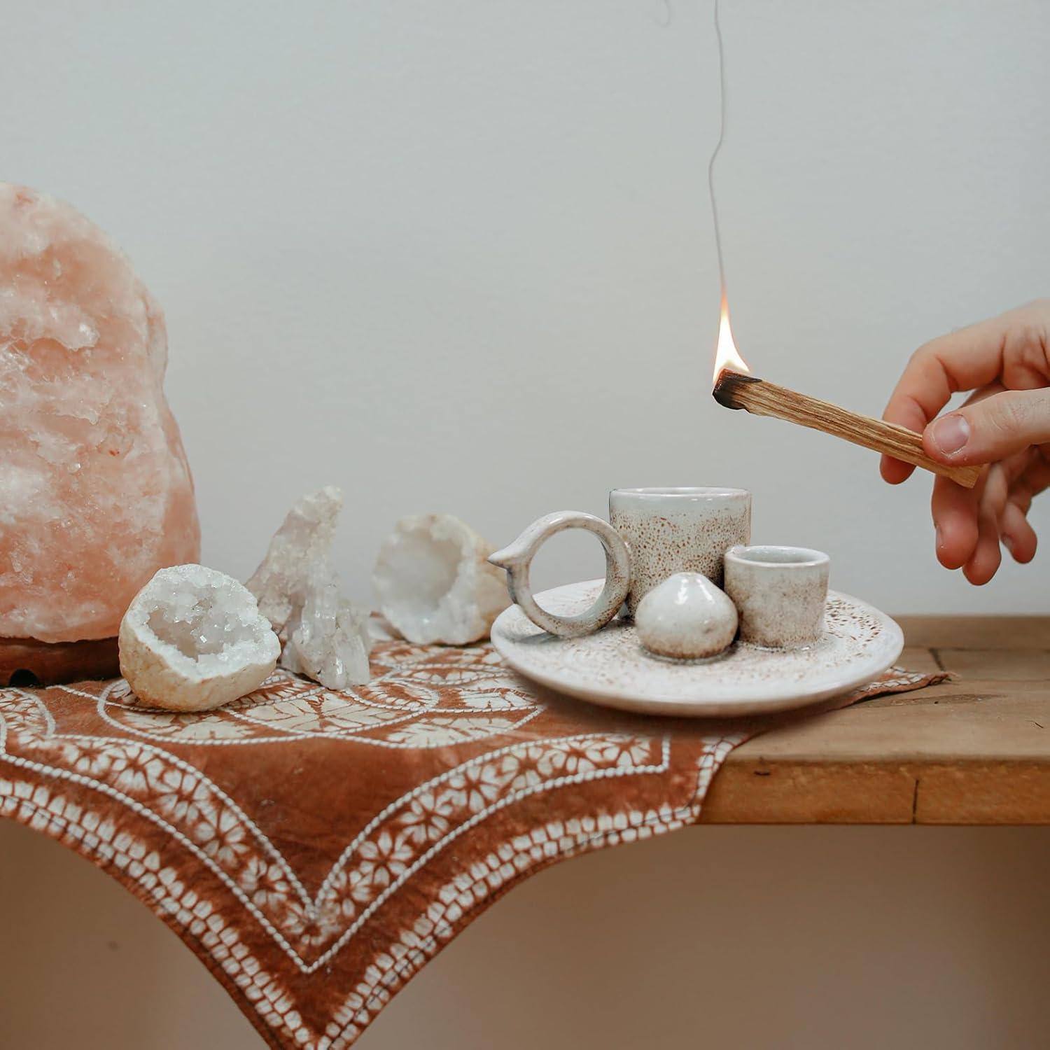 Soporte para Incienso Cerámico 4 en 1 YIENENG Azul