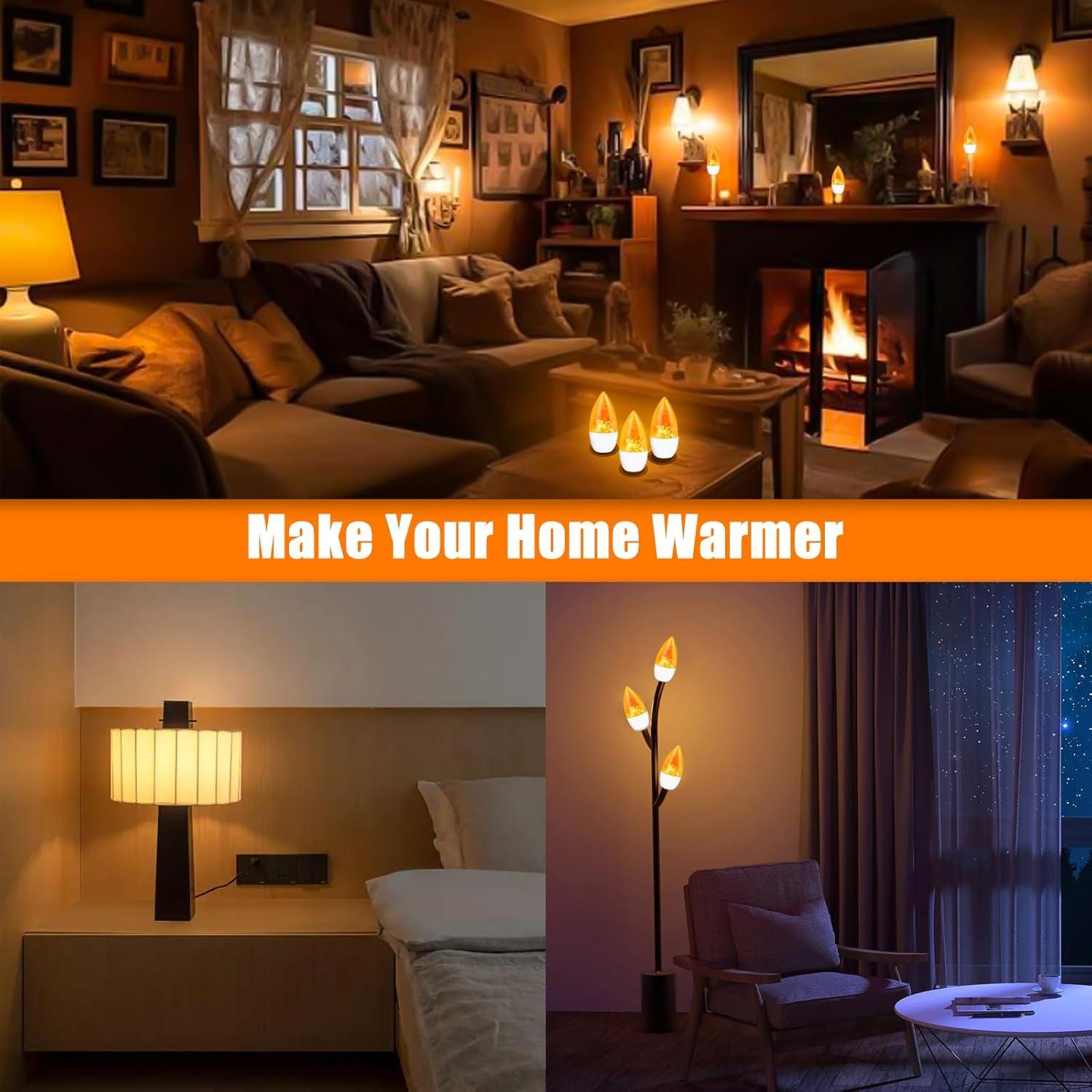 Bombillas LED E12 Bestview Efecto Llama 3 Modos - Paquete de 6