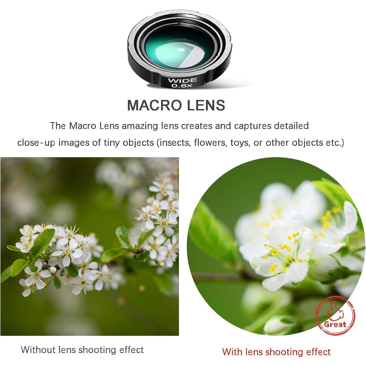 Kit de Lentes de Cámara 4 en 1 BNIFI para Smartphone - Telefoto 28X, Ojo de Pez 198°, Macro 20X, Gran Angular 0.6X