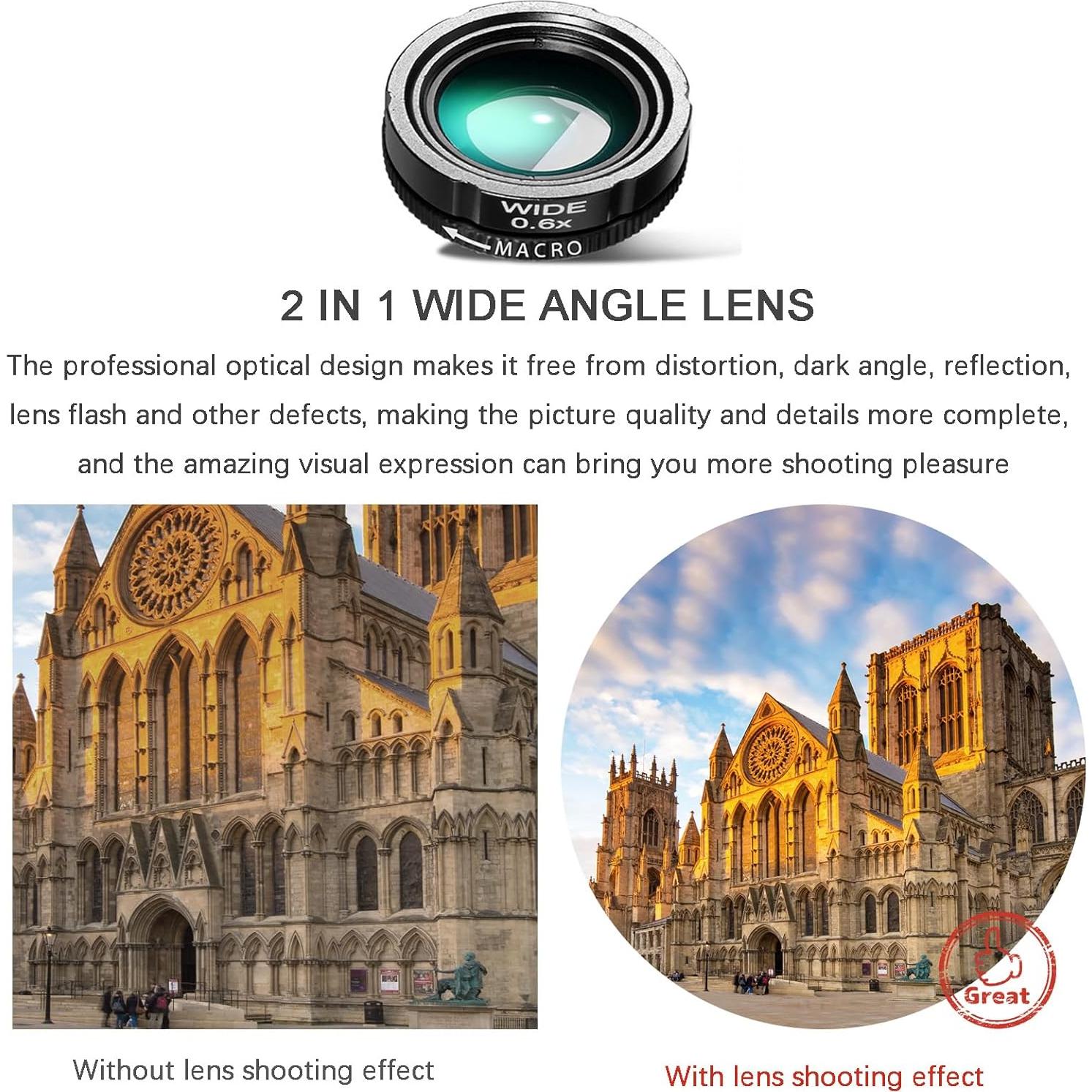 Kit de Lentes de Cámara 4 en 1 BNIFI para Smartphone - Telefoto 28X, Ojo de Pez 198°, Macro 20X, Gran Angular 0.6X