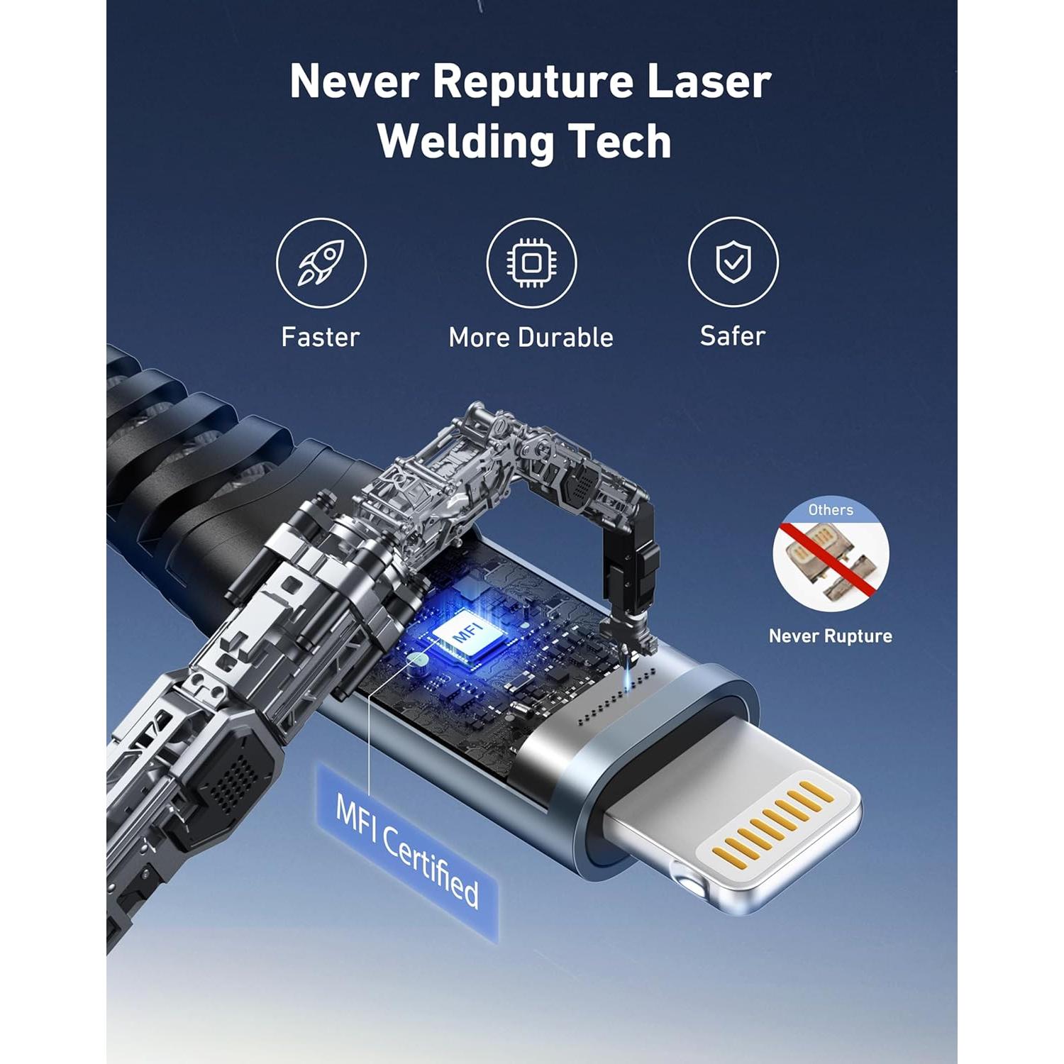 Cable USB a Lightning 6FT 3Pack MFi para iPhone y iPad