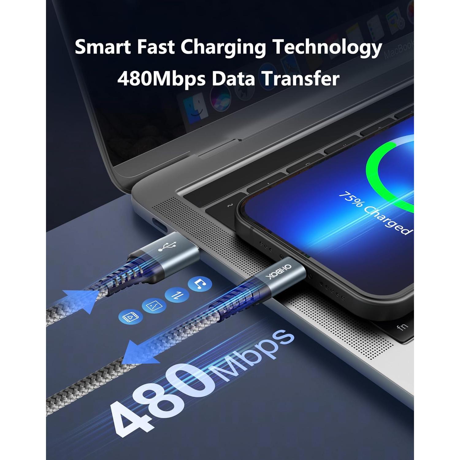 Cable USB a Lightning 6FT 3Pack MFi para iPhone y iPad