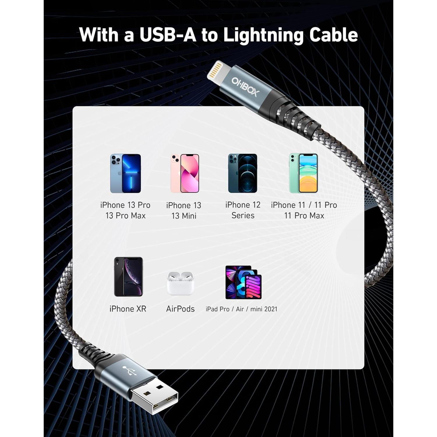 Cable USB a Lightning 6FT 3Pack MFi para iPhone y iPad