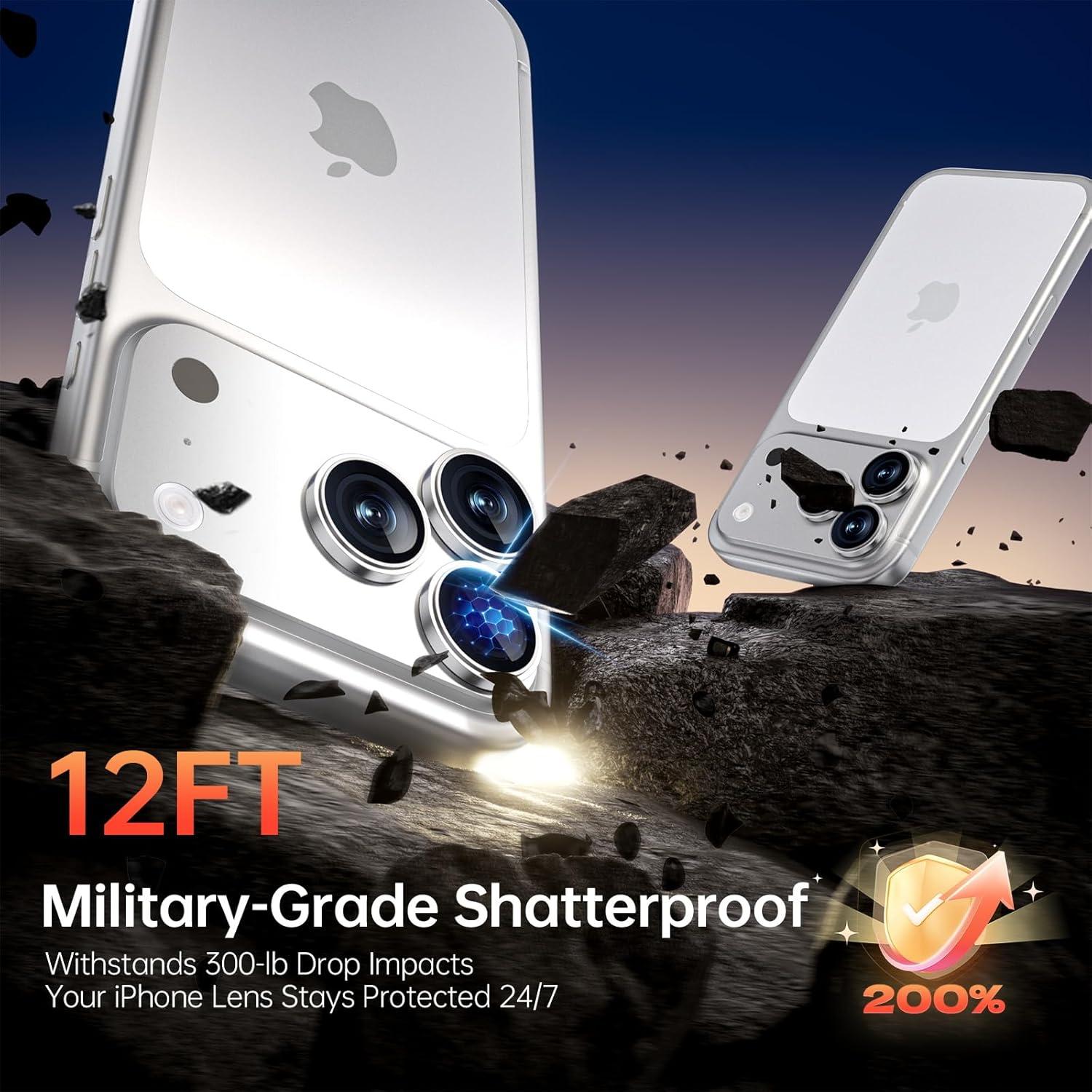 Protector de Lente de Cámara Bstozalle 2 Pack para iPhone 14/15/16/17 Pro Max - Vidrio Templado Grado Militar