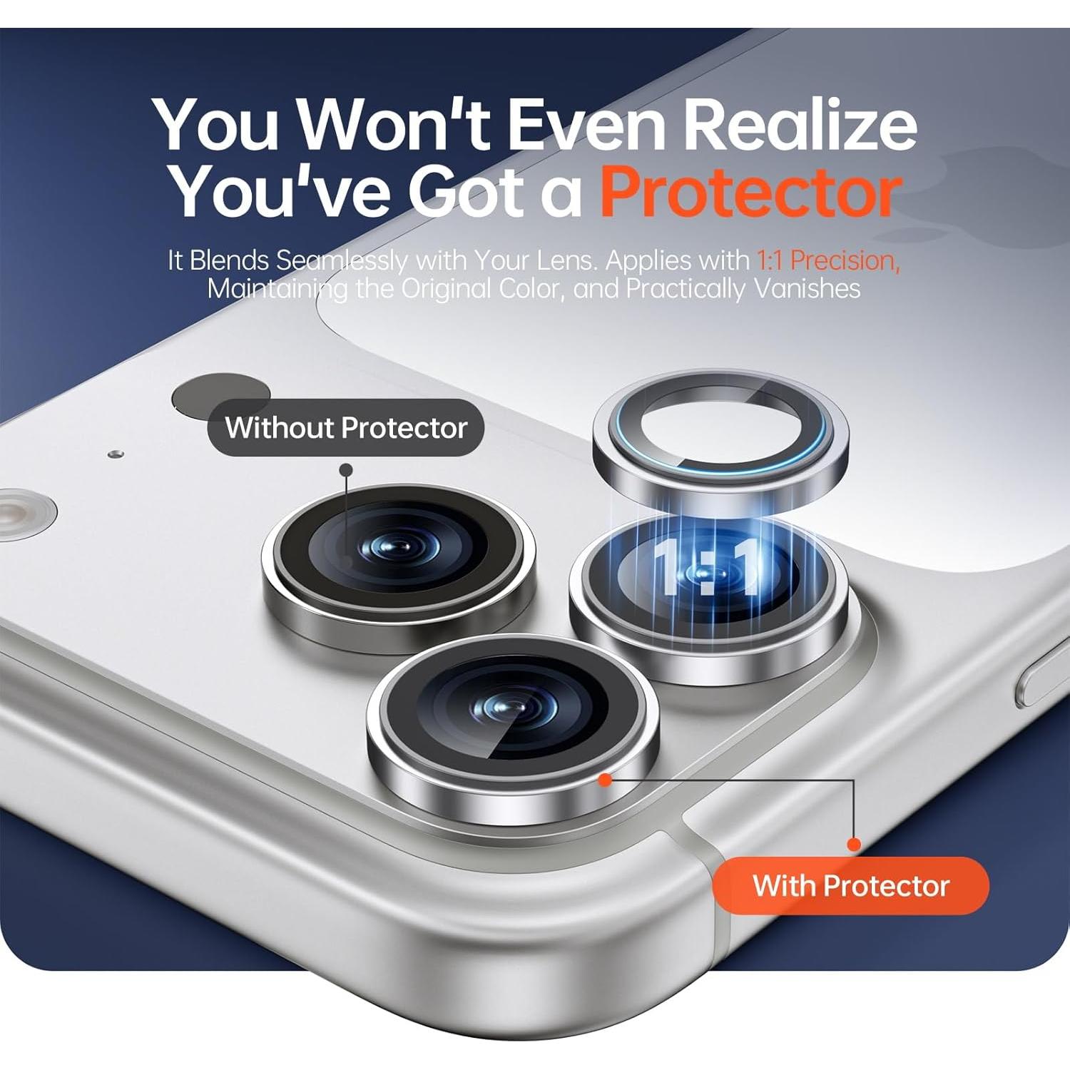 Protector de Lente de Cámara Bstozalle 2 Pack para iPhone 14/15/16/17 Pro Max - Vidrio Templado Grado Militar