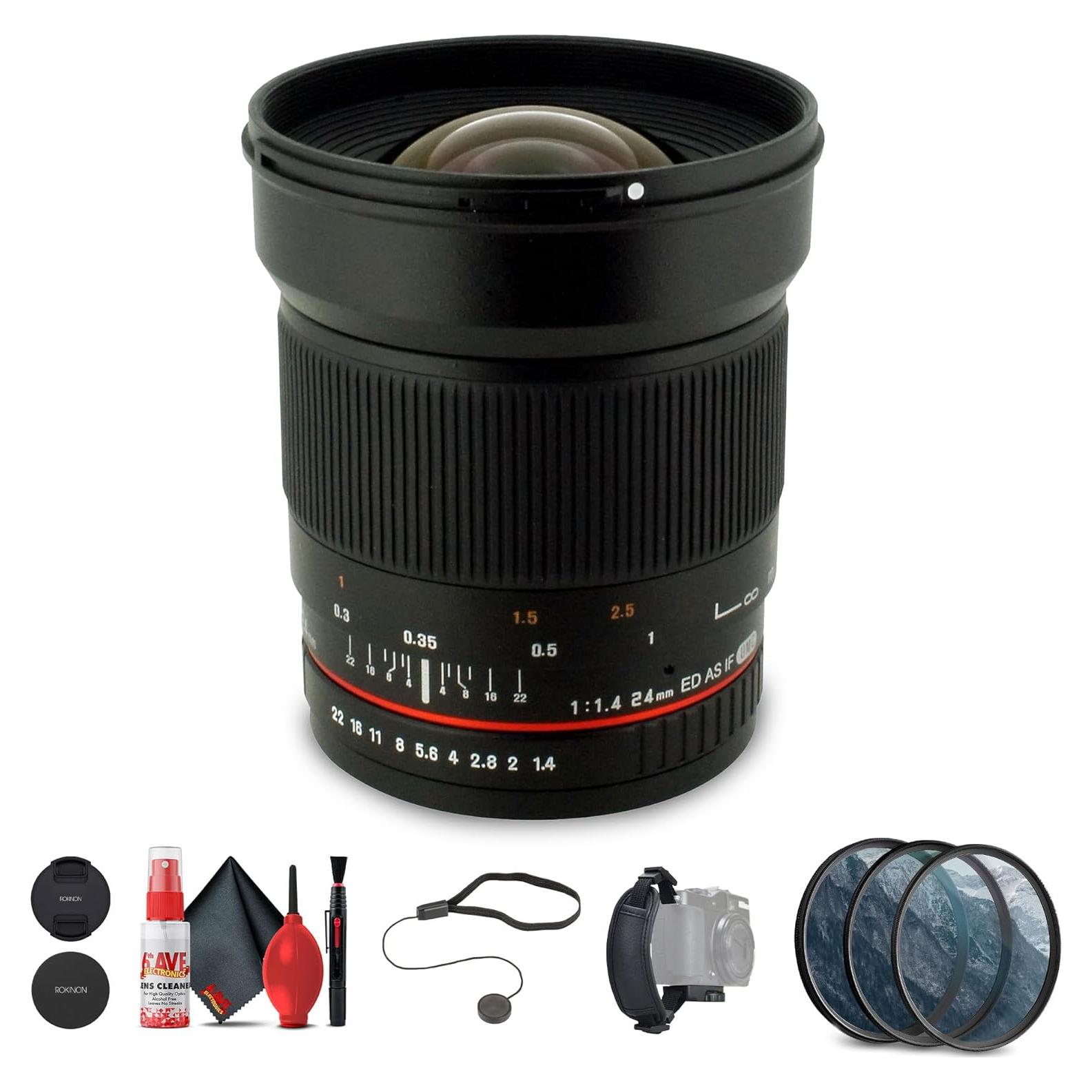 Lente Gran Angular Rokinon 24mm f/1.4 para Sony + Kit de Filtros