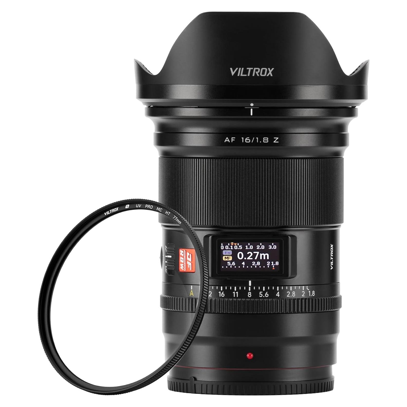 Lente VILTROX 16mm F1.8 Z + Filtro 77mm para Nikon Z