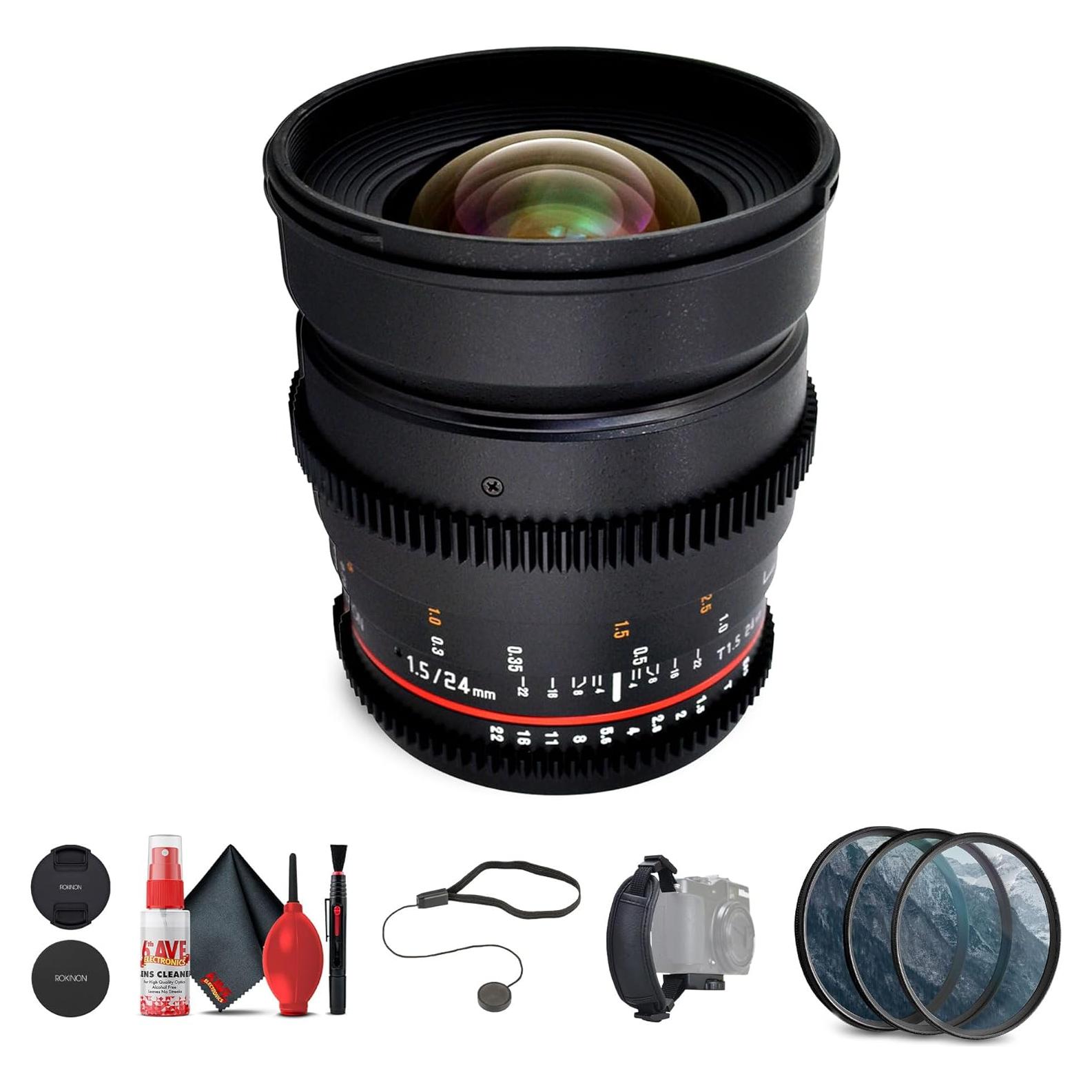 Lente Rokinon 24mm T1.5 Cine para Montura Sony A + Kit de Filtros