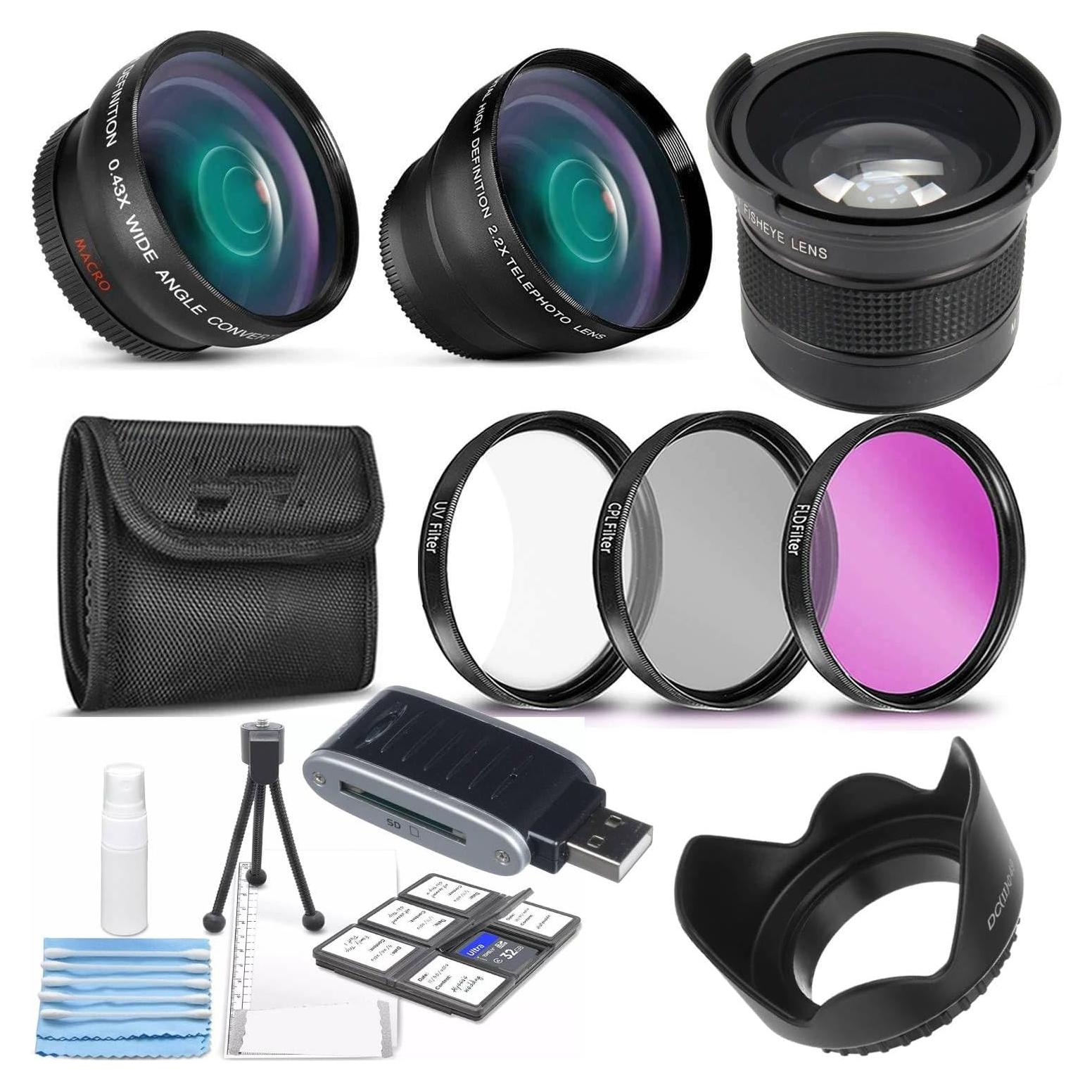 Kit de Lentes 49mm Gran Angular Telefoto Ojo de Pez para Panasonic