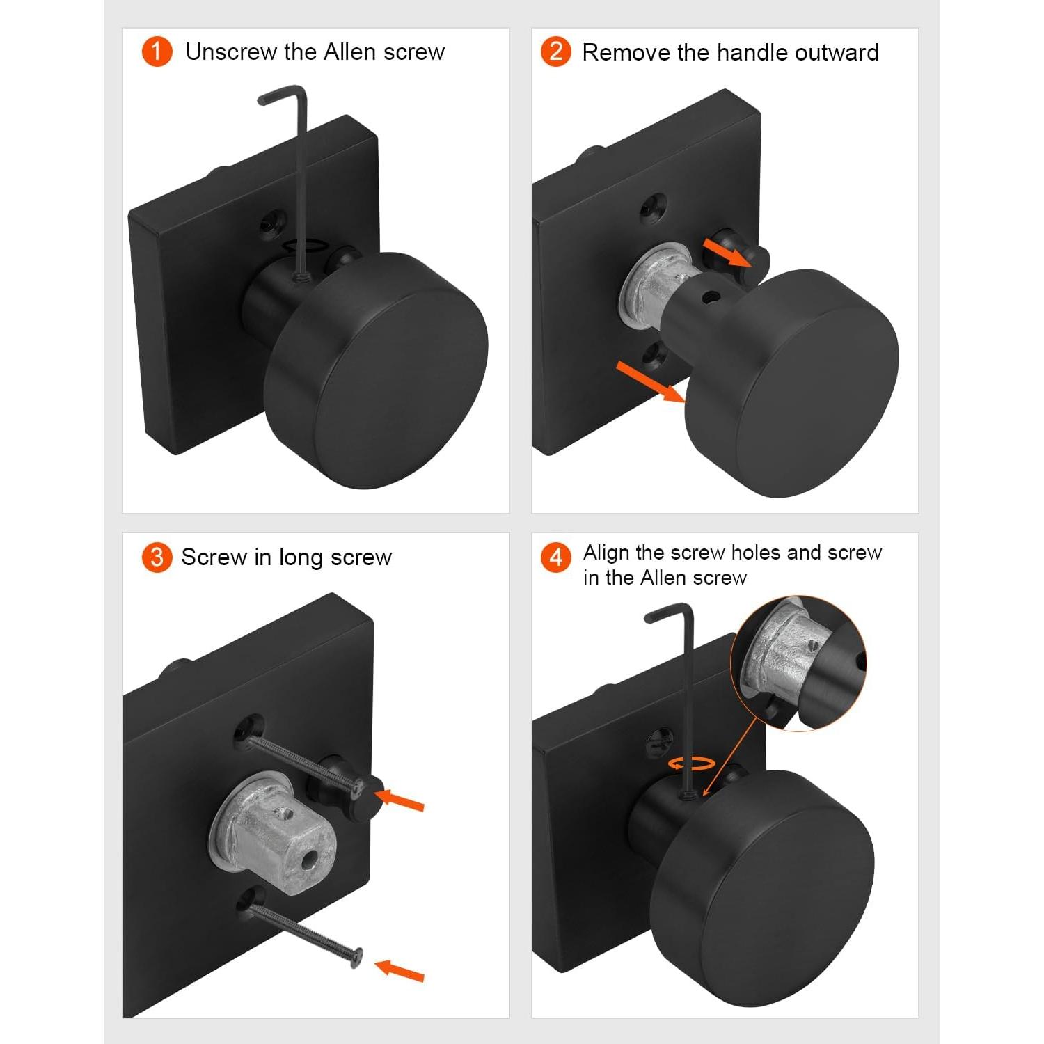Perillas de Puerta Negras Mate Haidms - 6 Paquete Privacidad