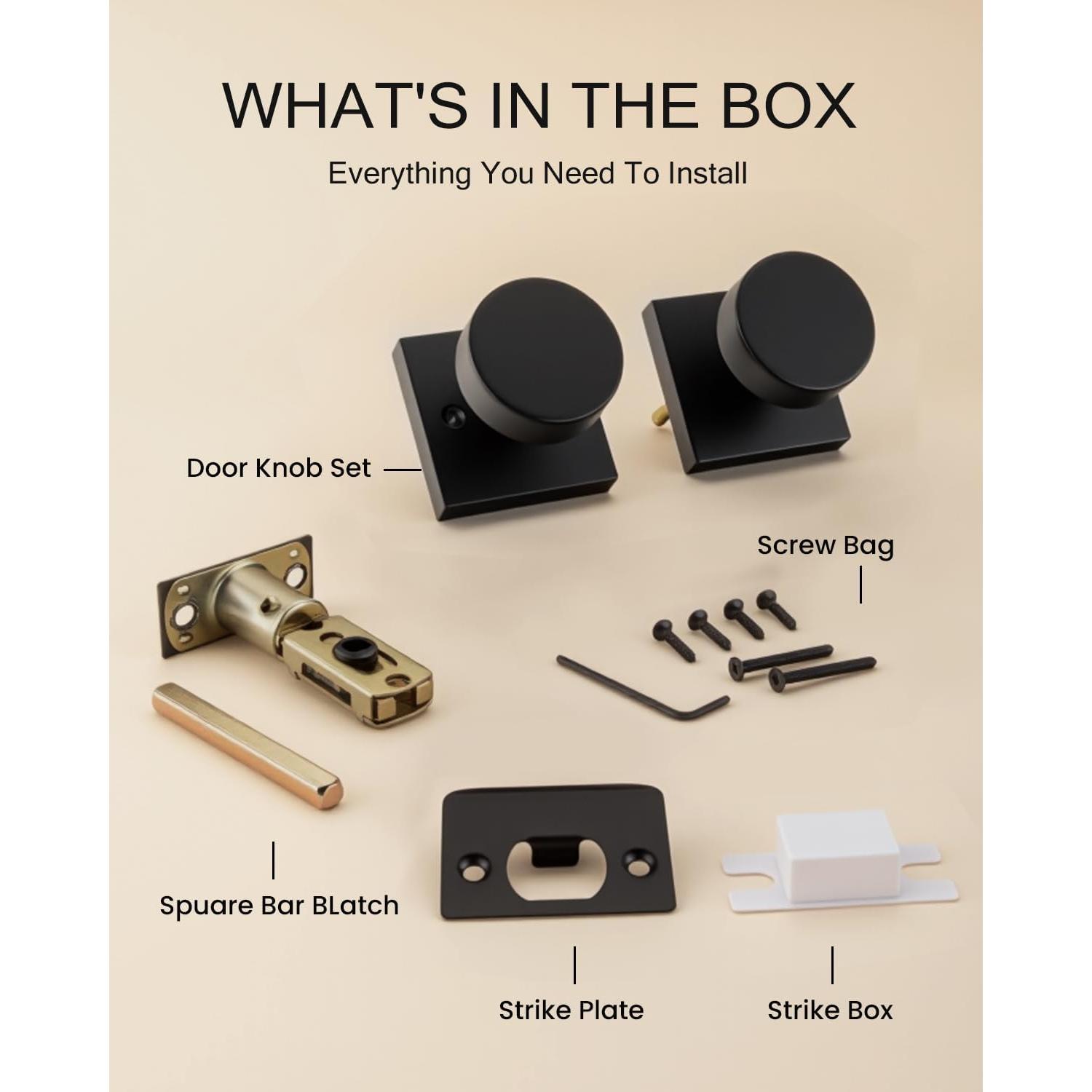 Perillas de Puerta Negras Mate Haidms - 6 Paquete Privacidad