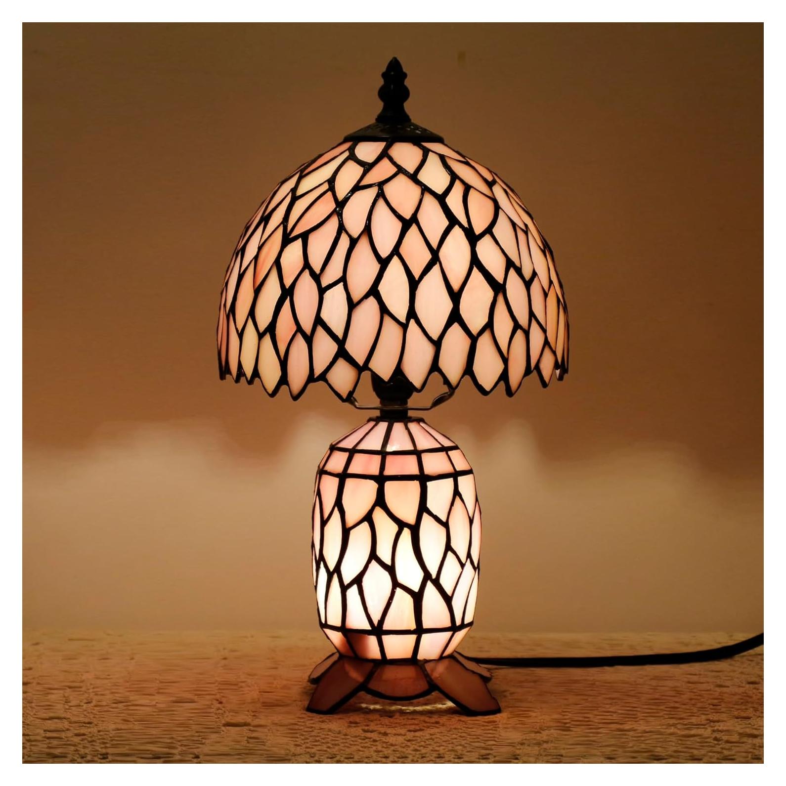 Lámpara de Mesa Tiffany Pequeña Vidrio Templado 20x36cm Rosa