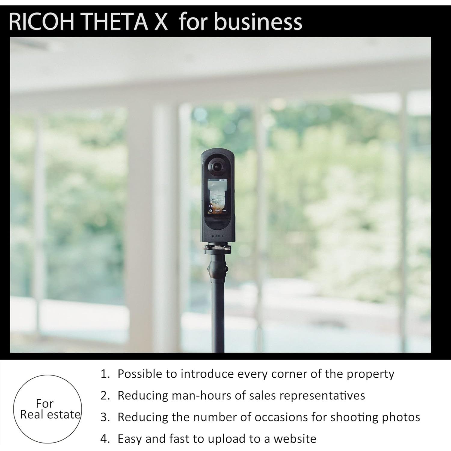 Theta X 360° Camera - 11K High-Resolution (60 Megapixels), 5.7K Video, OLED Touch Screen, Built-in GPS, Interchangeable Battery, External Memory