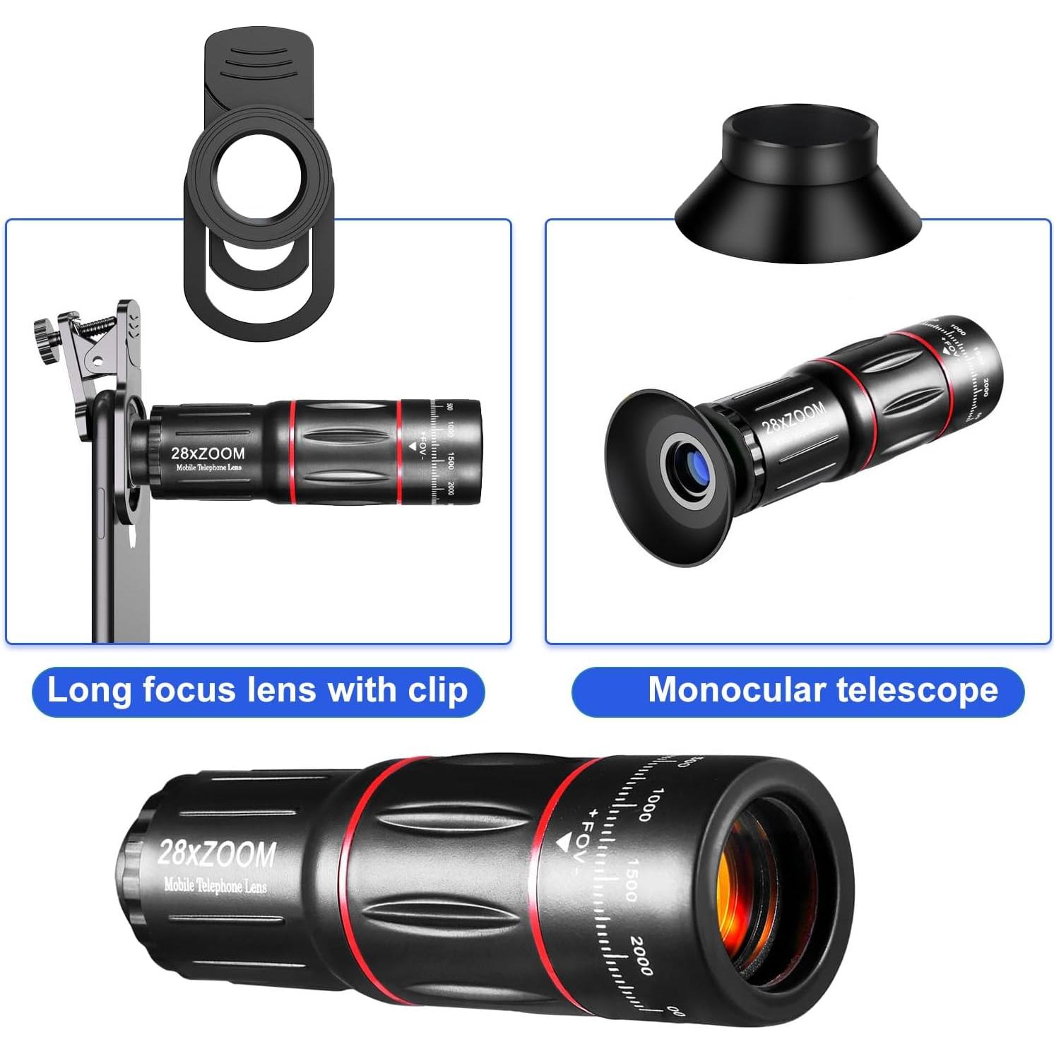 Kit de Lentes de Cámara Telefoto 28X BNIFI para Smartphone