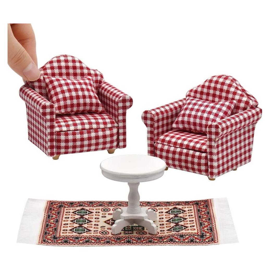 Juego de Muebles para Casa de Muñecas iLAND 1:12 Sofás y Mesa