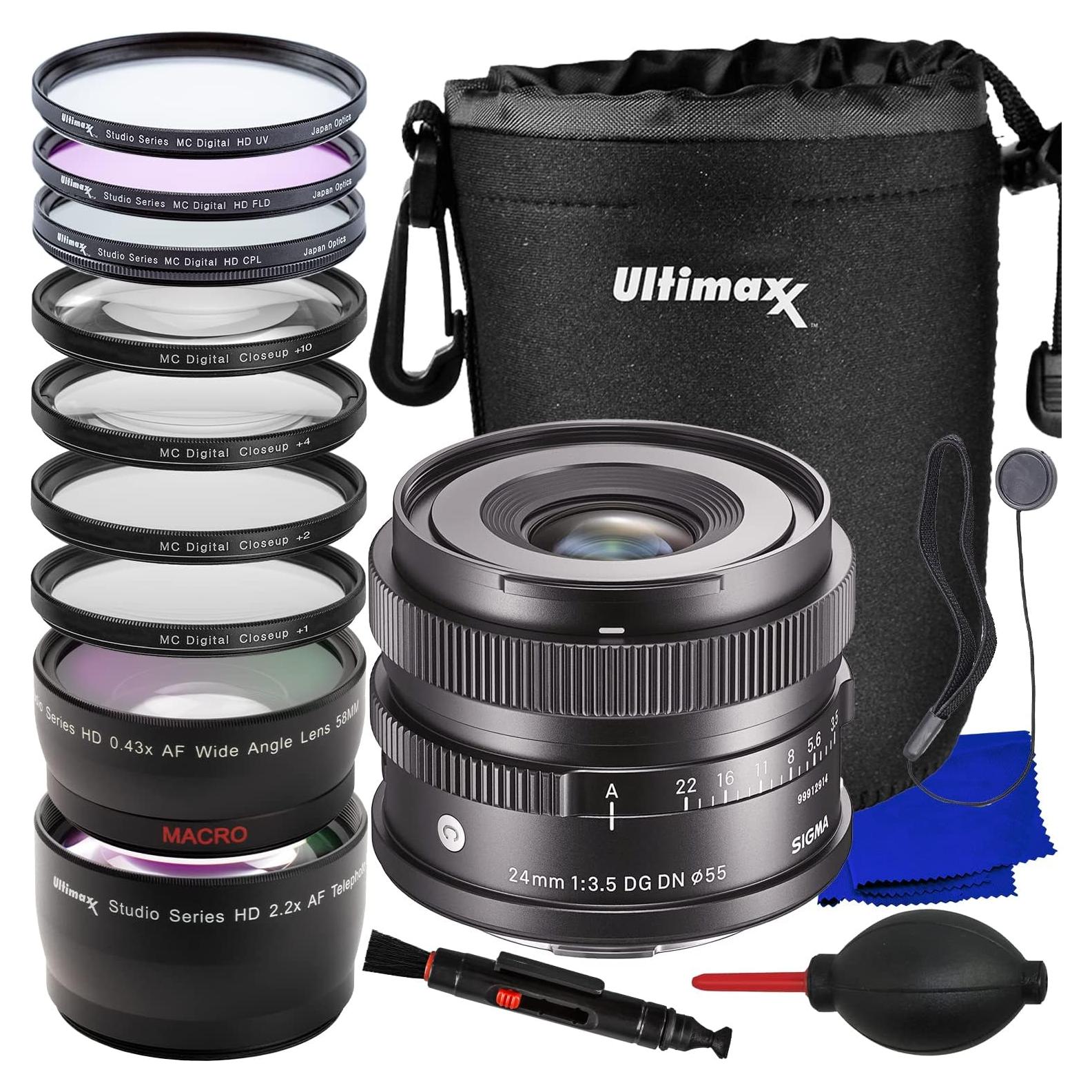 Lente Contemporáneo Ultimaxx 24mm f/3.5 + Accesorios 19 Pzas