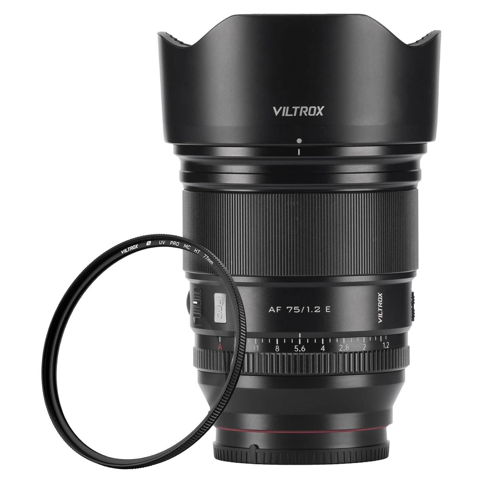 Lente VILTROX 75mm F1.2 E + Filtro 77mm para Sony