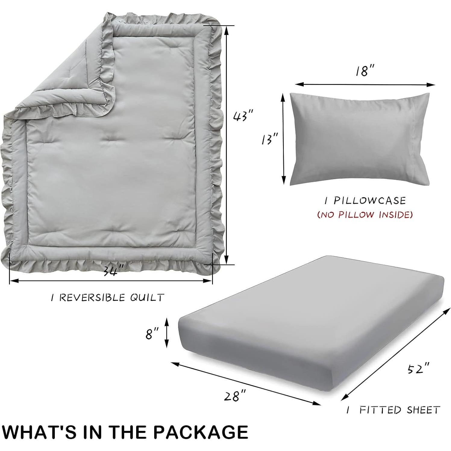 Juego de Ropa de Cuna 3 Piezas Uozzi Gris Acolchado Suave