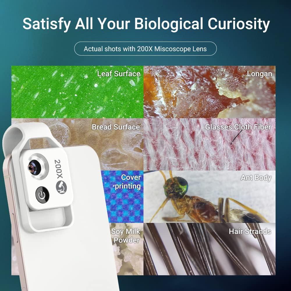 Lente de Microscopio 200X Leshareselect con Luz LED para Smartphones