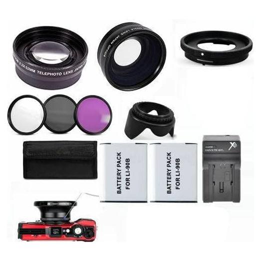 Lente Ojo de Pez 0.43X + Macro + 2 Baterías para Olympus TG4