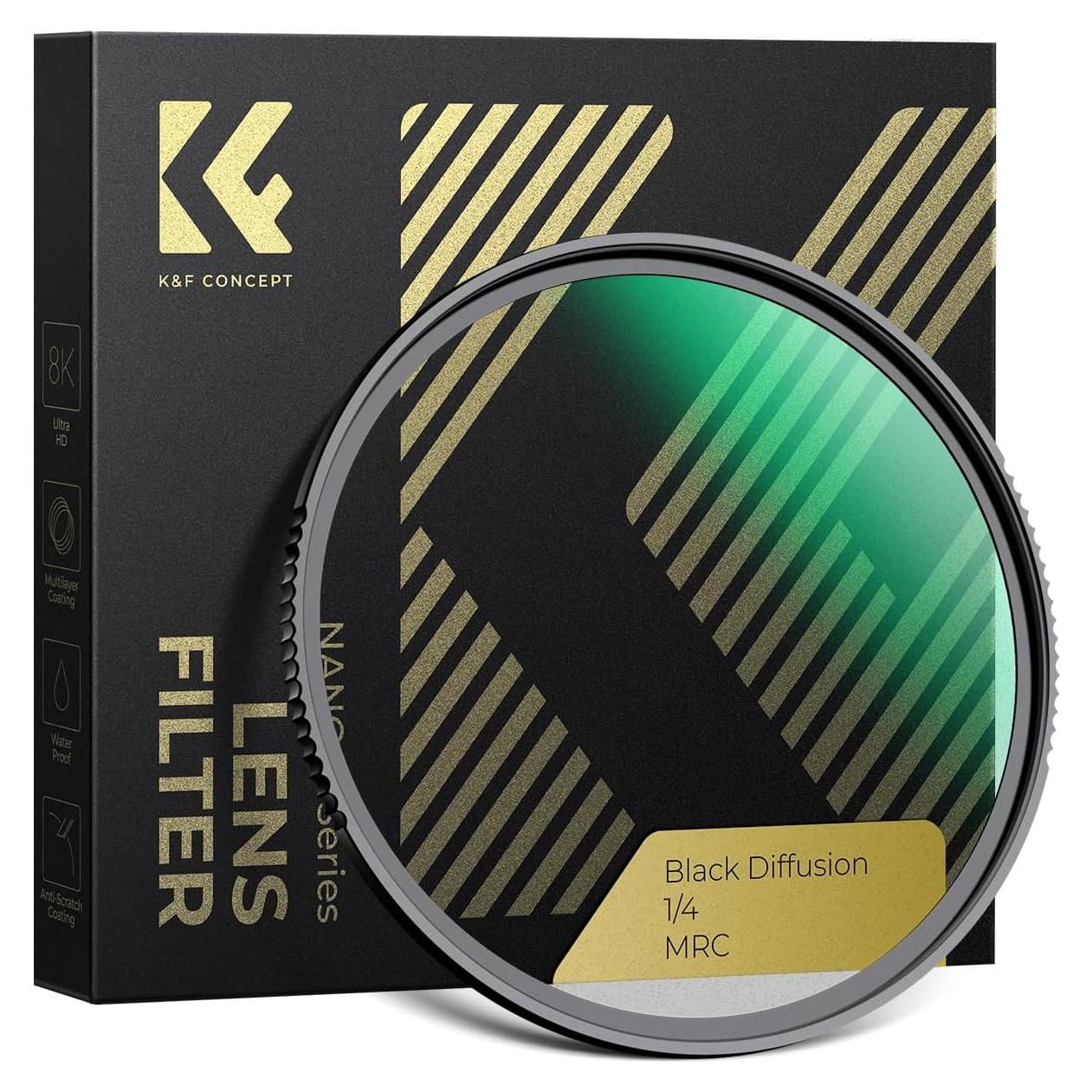 K&F CONCEPT 37mm Black Diffusion 1/4 Filter Mist Cinematic Effect Filter with 28 Multi-Layer Coatings Waterproof/Scratch Resistant for Video/Vlog/Portrait Photography
