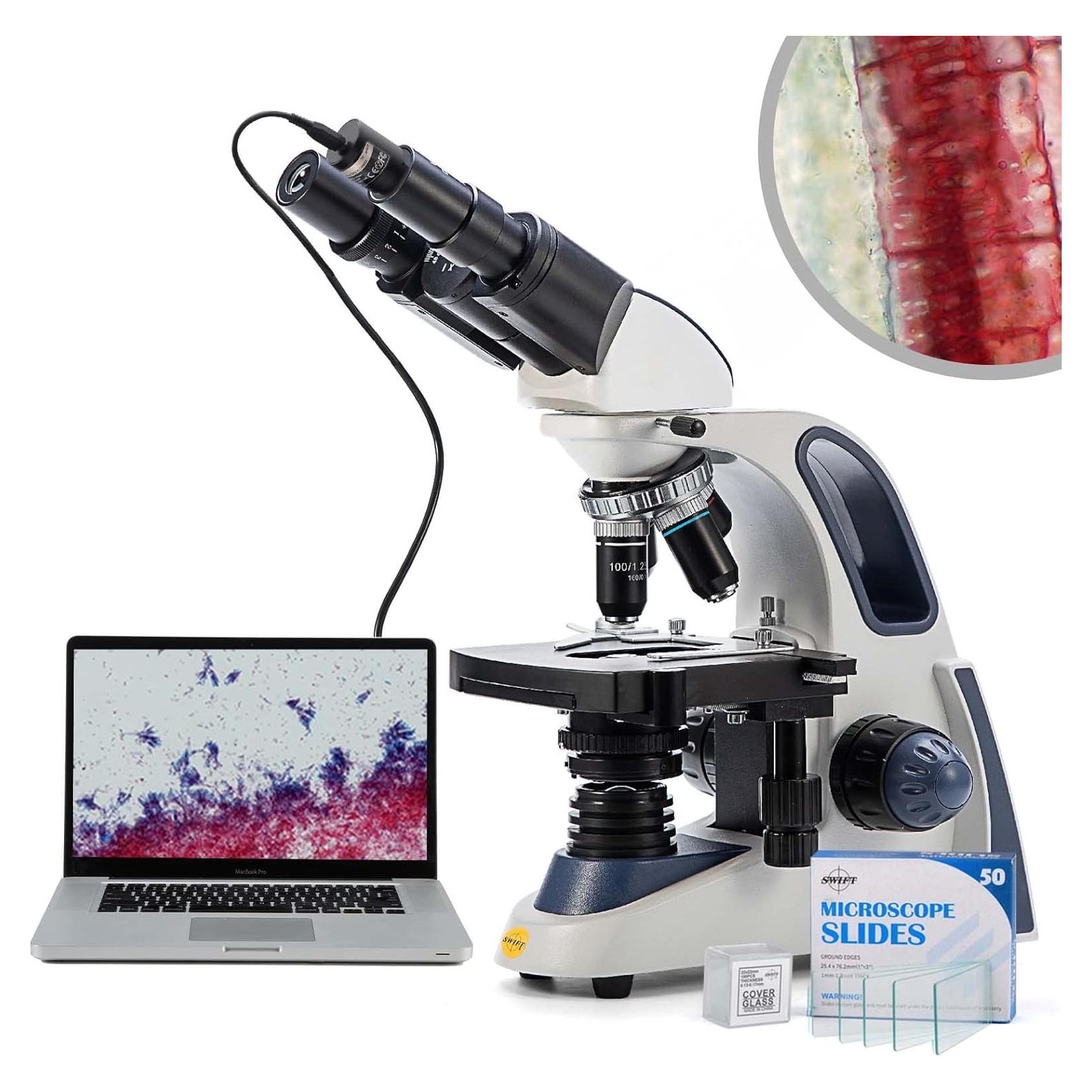 Microscopio SWIFT SW380B 40X-2500X con Cámara 5MP y Diapositivas