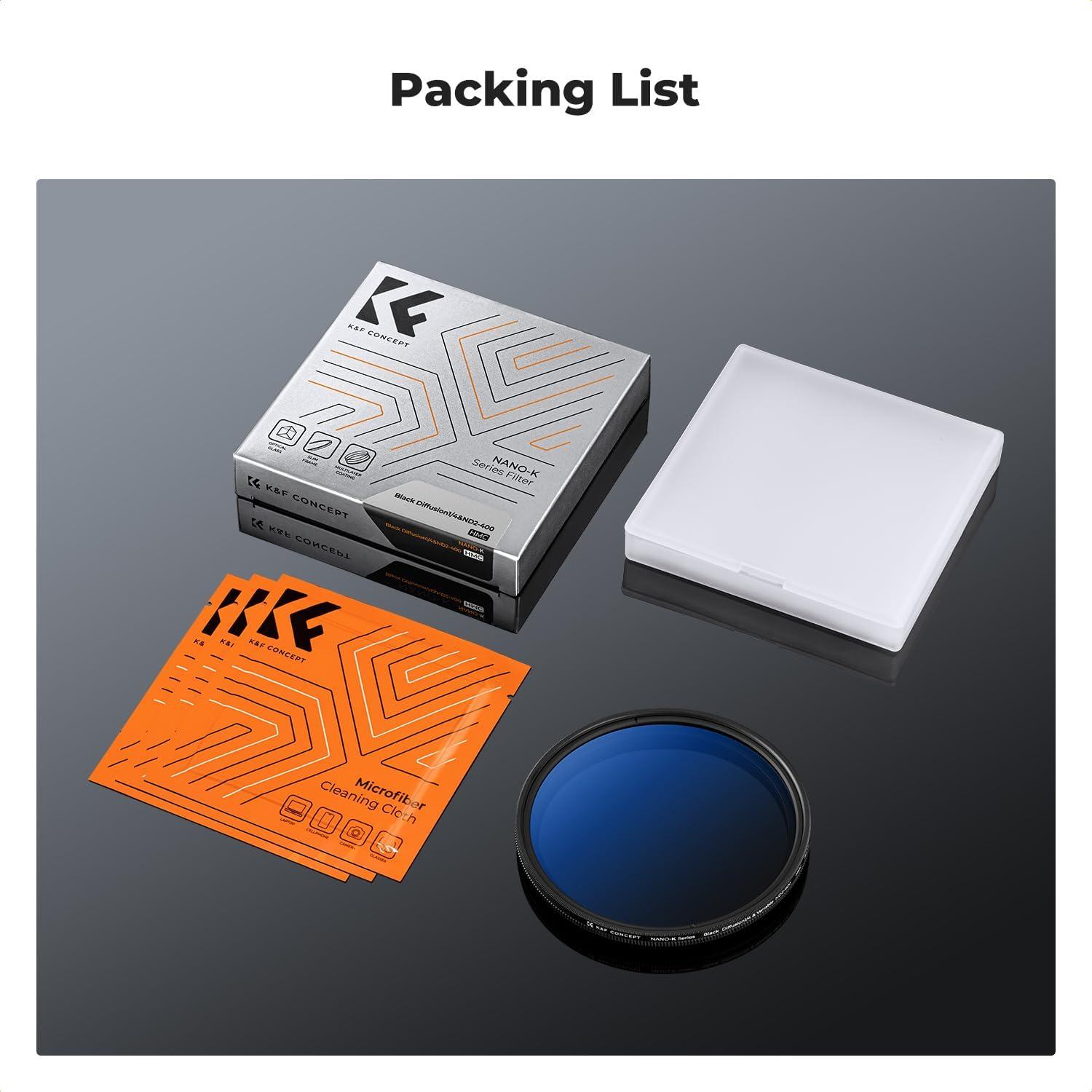 Filtro ND Variable 82mm K&F CONCEPT 2-400 y Difusión 1/4