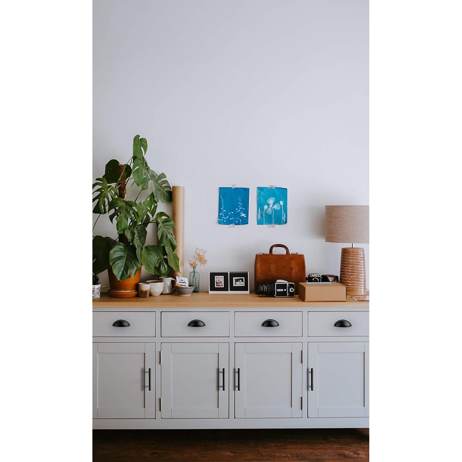 Ravinte 15 Pack 3" Drawer Pulls Flat Black Cabinet Cup Pulls Kitchen Hardware Cabinet Handles Drawer Handles Knobs 3 inch Hole Center