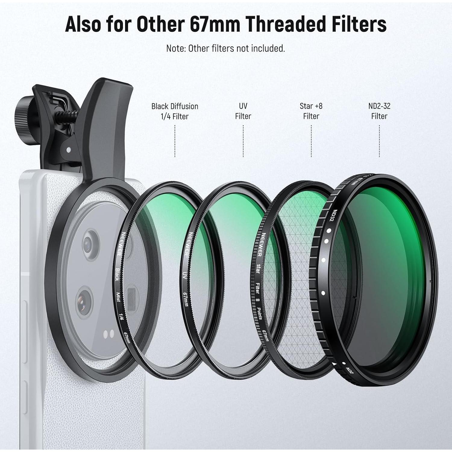Kit de Filtros NEEWER 67mm 7 Piezas para Teléfonos Móviles