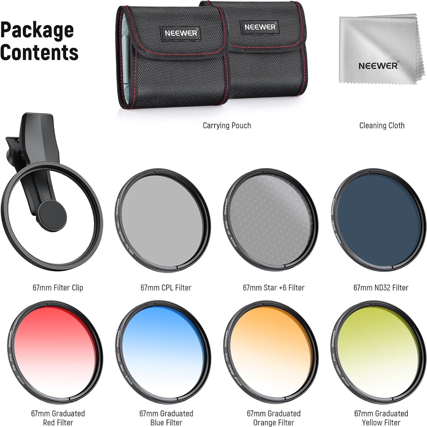 Kit de Filtros NEEWER 67mm 7 Piezas para Teléfonos Móviles