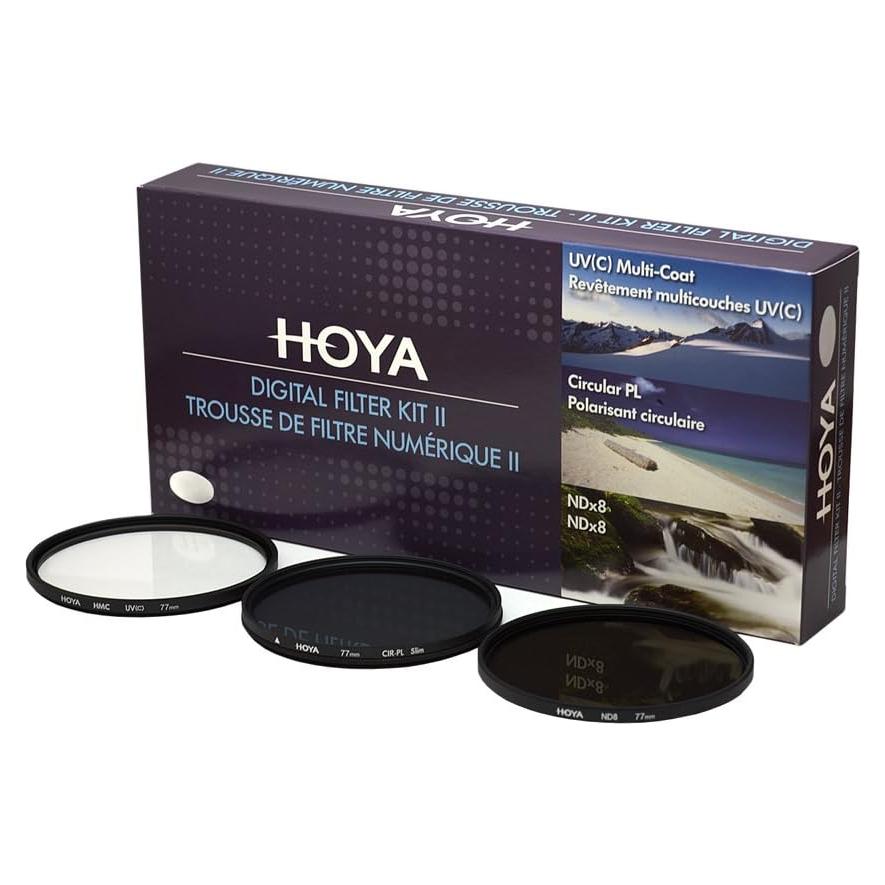 Kit de Filtros Hoya 62mm UV Circular Polarizador ND8 con Funda