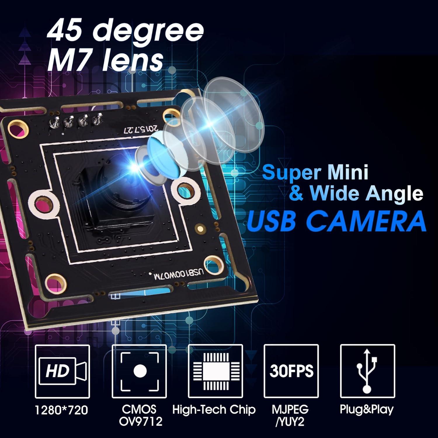 Cámara USB ELP HD 720P Mini con Lente M7 y Cable 1m