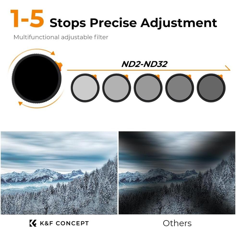 K&F CONCEPT 82mm Black Diffusion 1/4 Effect & Variable ND2-ND32 ND Filter 2-in-1 for Camera Lens with 28 Multi-Layer Coatings (Nano-X Series)