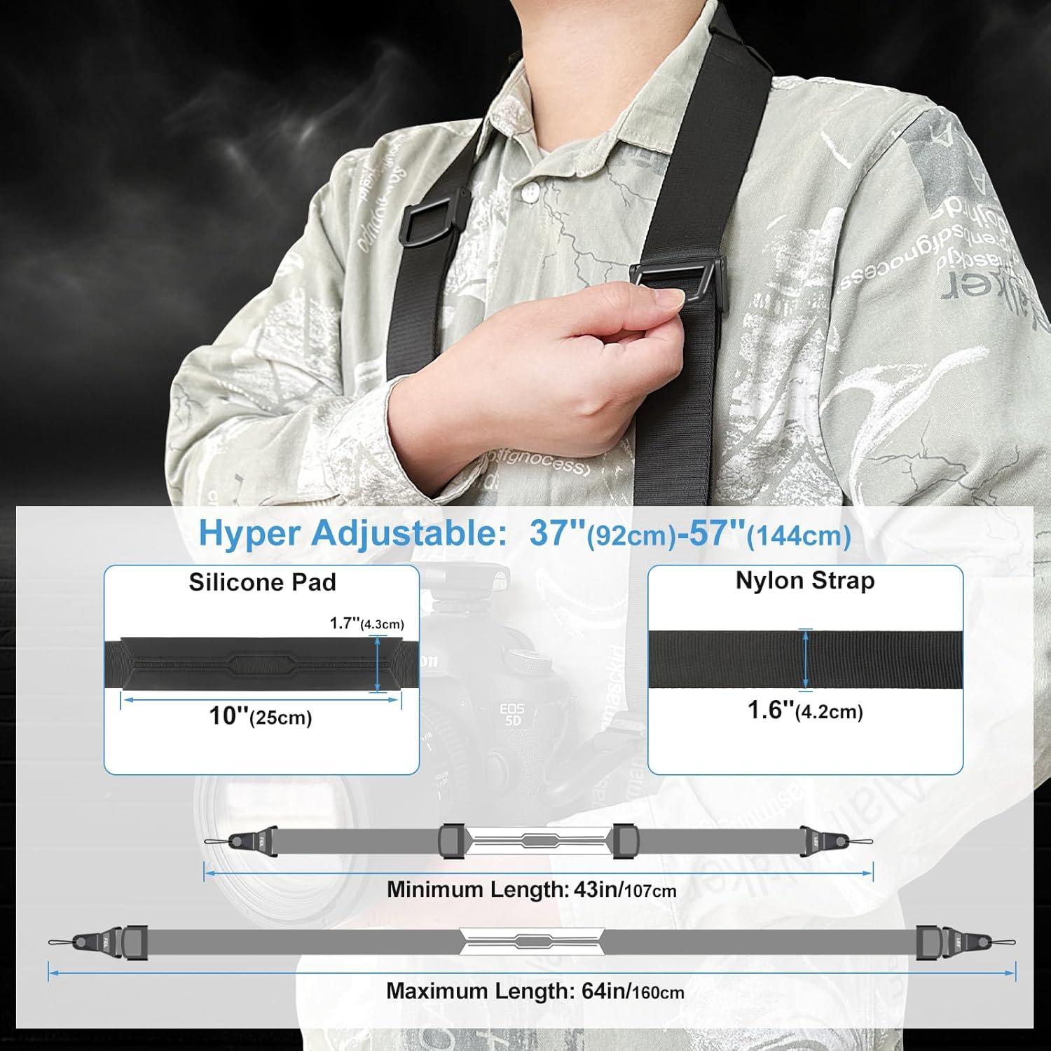 Correa de cámara FIEIL negra ajustable con hebillas rápidas