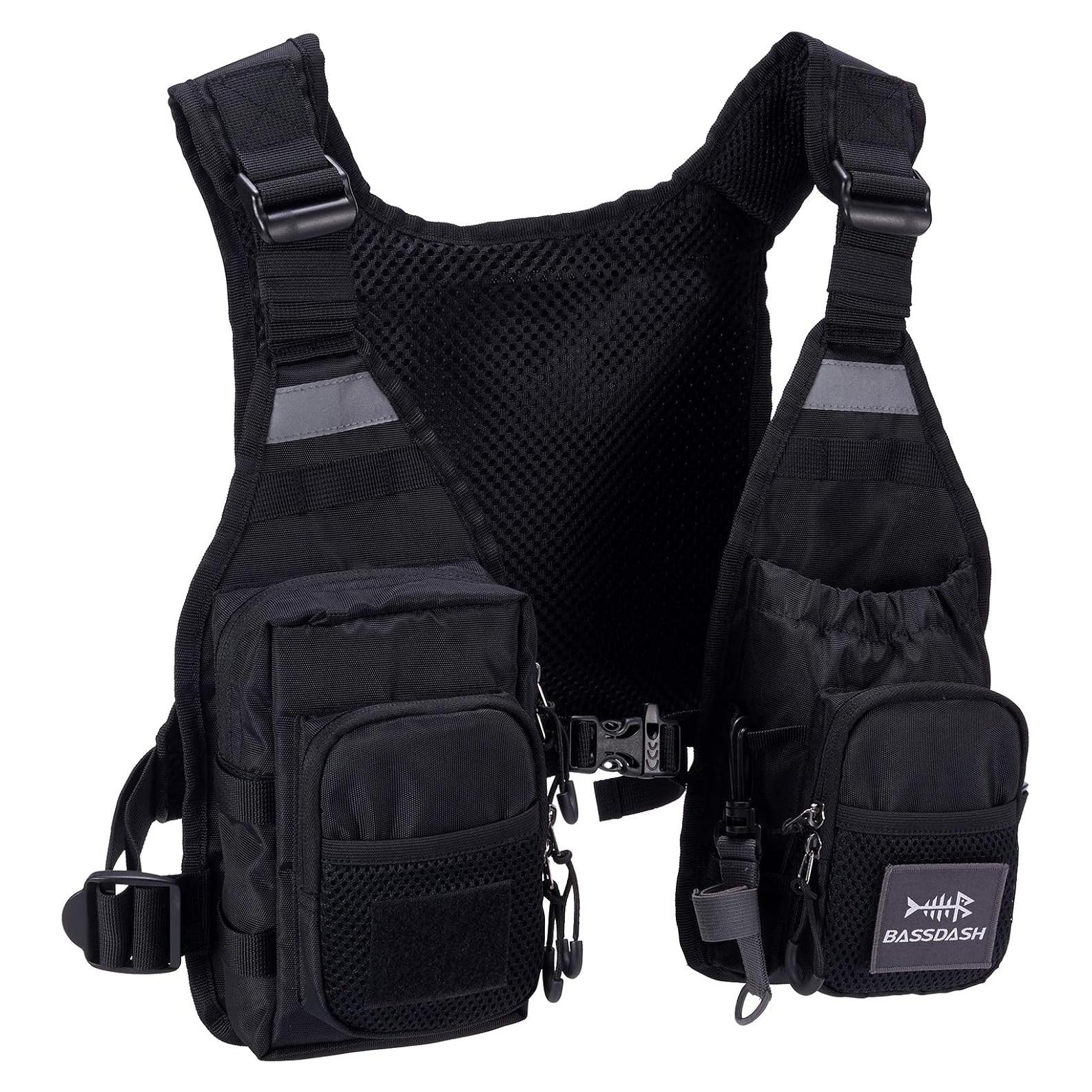 Chaleco de Pesca BASSDASH FV08 Ultra Ligero Unisex con 10 Bolsillos